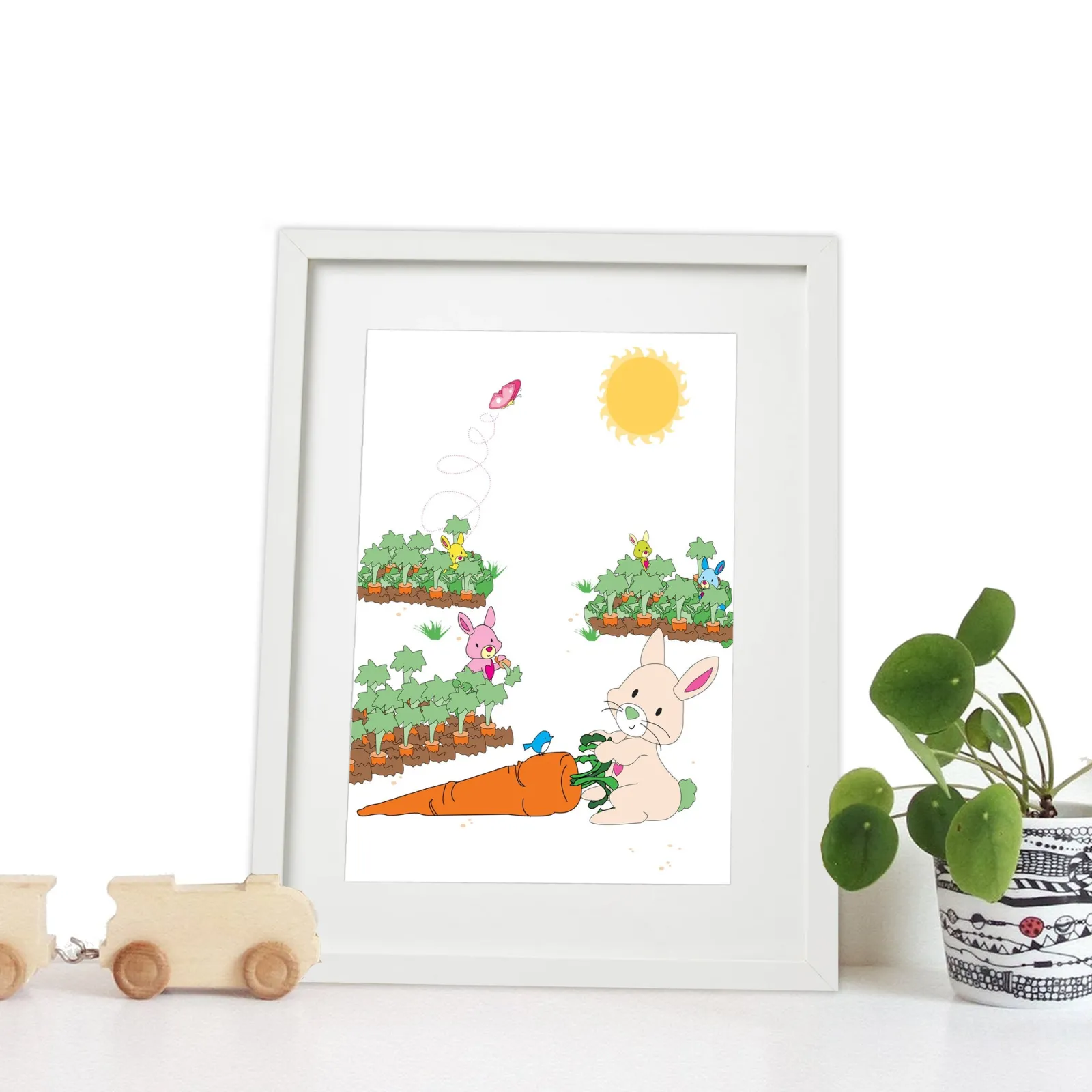 Little Helper Baby Gifts | Nursery Wall Art | Nursery Prints | Nursery Canvas - Bouncer the Bunny