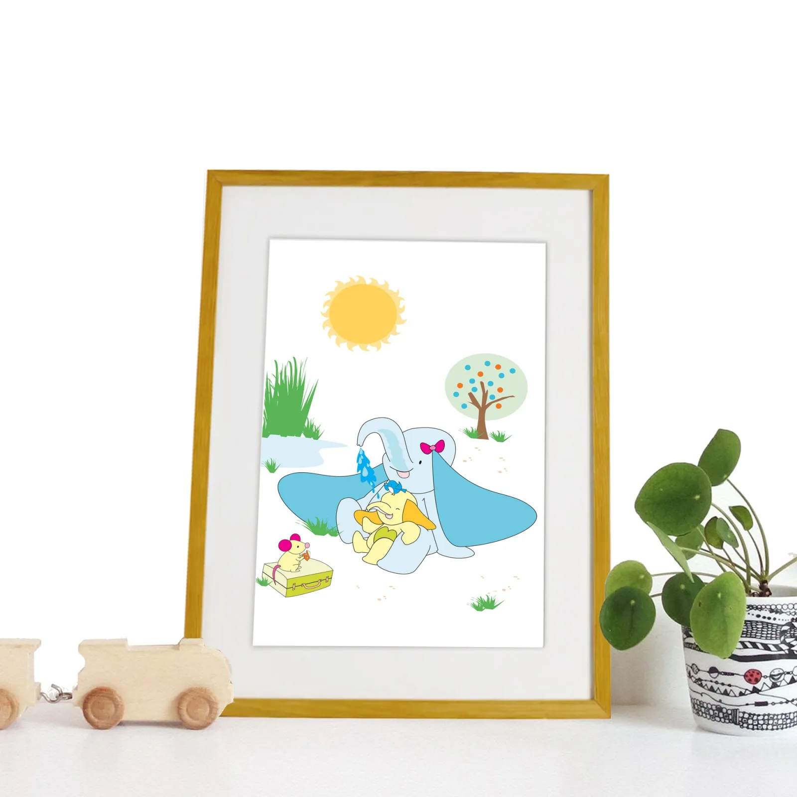 Little Helper Baby Gifts | Nursery Wall Art | Nursery Prints | Nursery Canvas - Safari Elephant