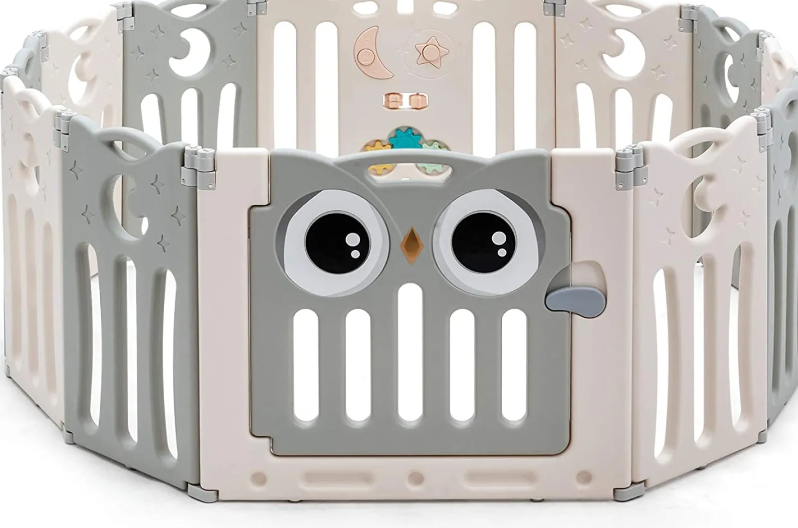 Little Helper Montessori Toys & Products | Ball Pits & Ball Pools | 12 Panel Montessori Folding Baby Playpen and Ball Pool with Activity Panel | Grey & White