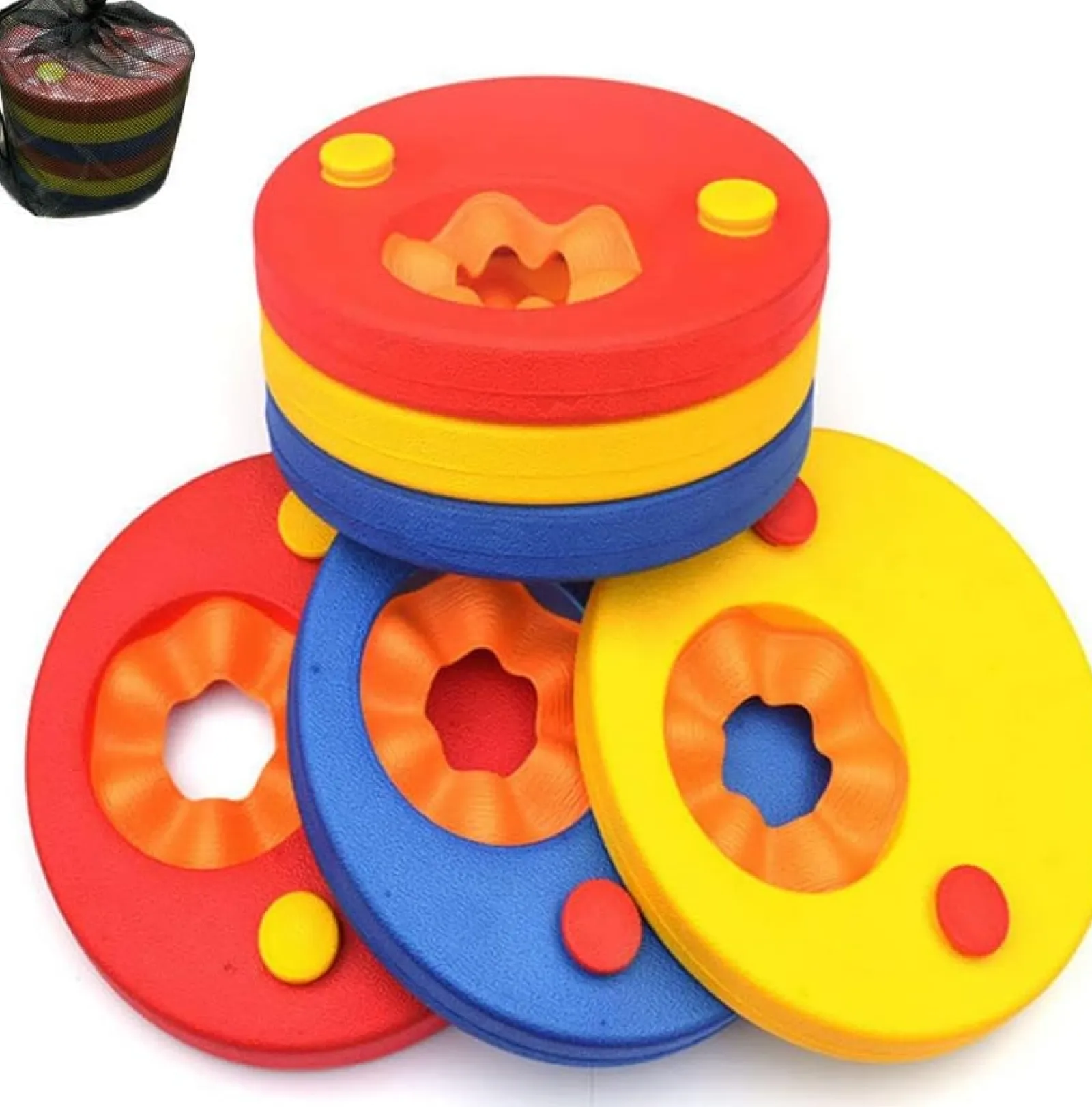 Little Helper Baby Gifts | 6 Pc Set of Fully Safety Tested Baby Learn to Swim Discs | EVA Foam Arm Bands | Floats | Mesh Carry Bag