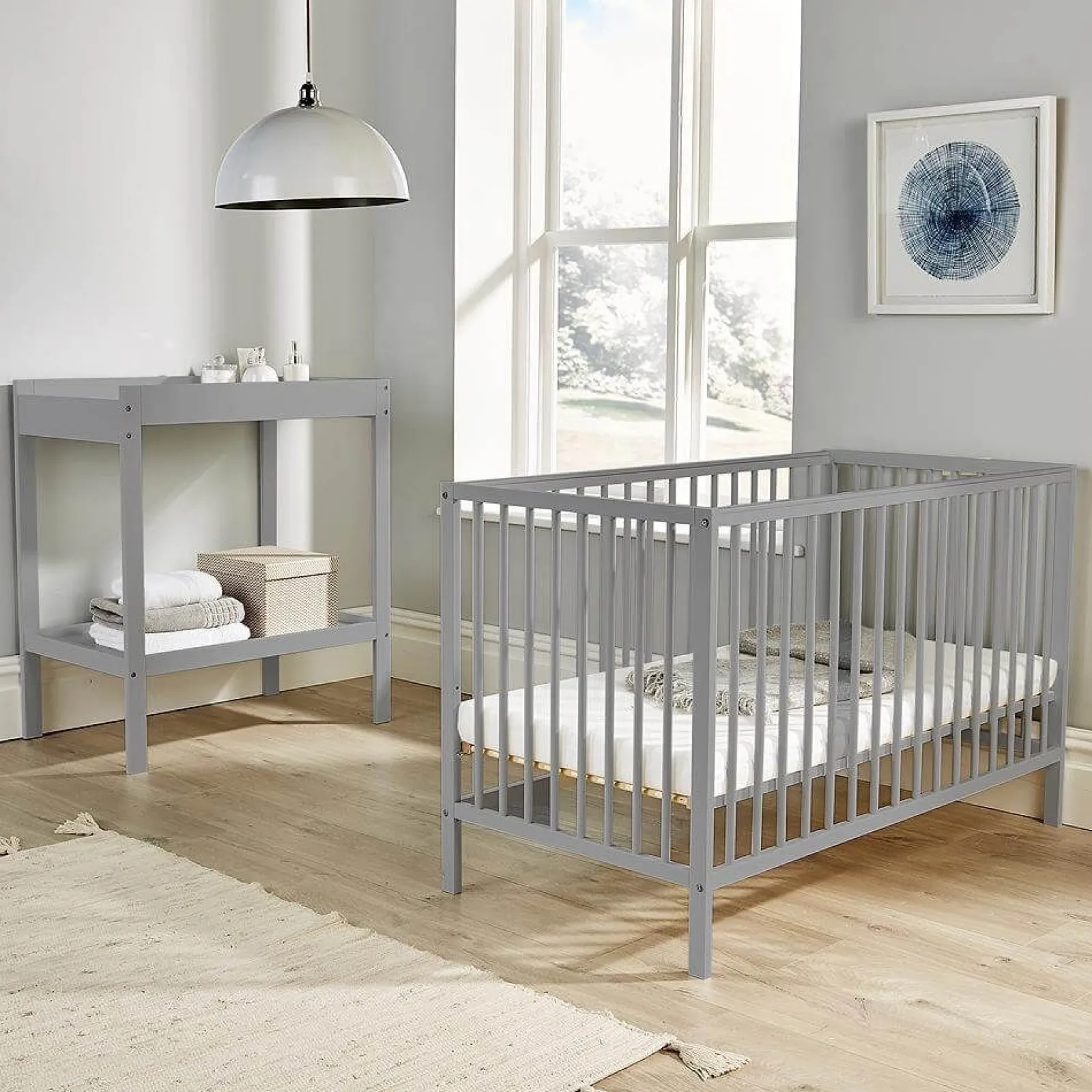 Little Helper Cots | Pebbles Solid Wooden Cot | Height Adjustable Base | Warm Grey