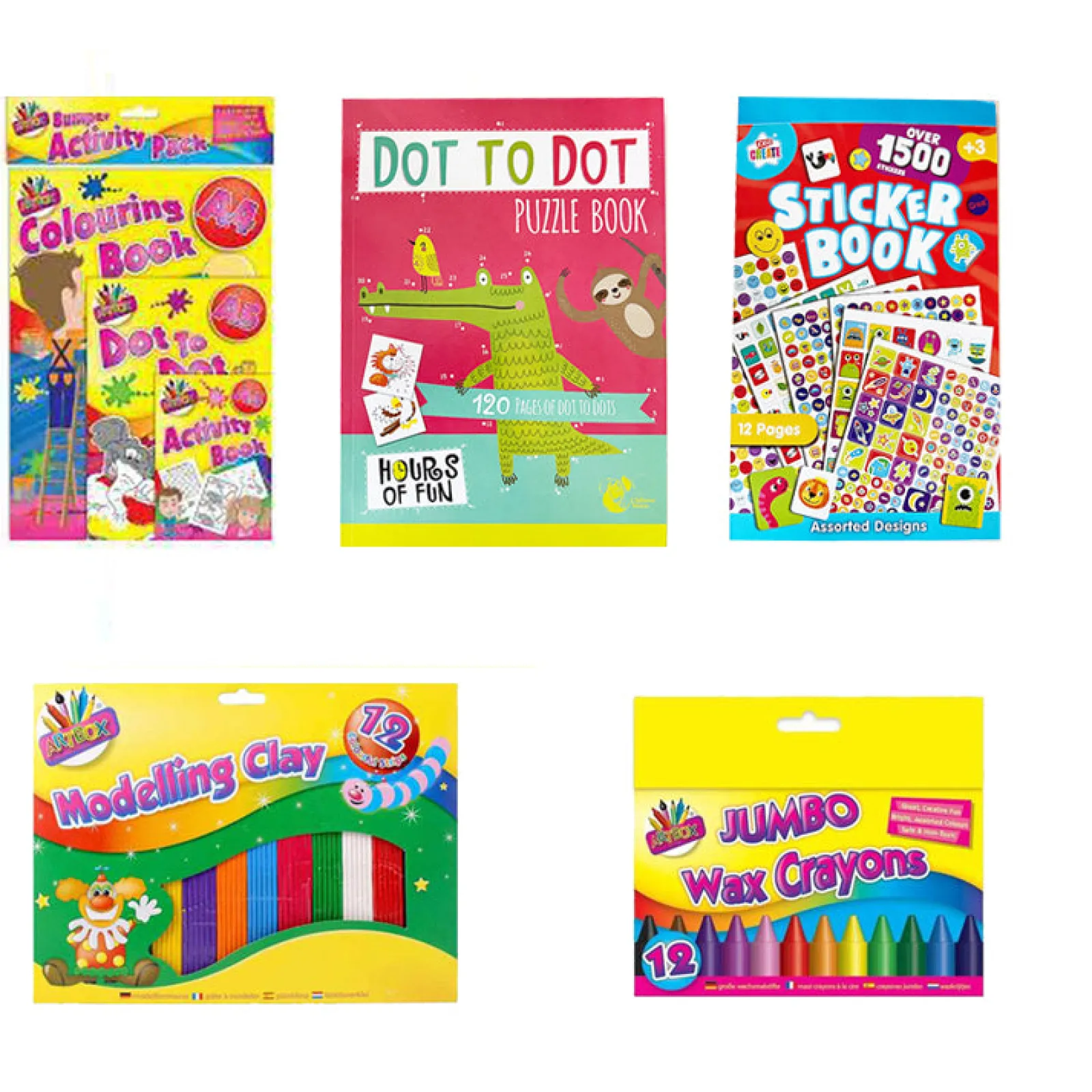 Little Helper Kids Arts & Crafts & Accessories | Easels & Accessories | 7 Piece Childrens Craft Kits | Dot to Dot Book | 12pk Jumbo Crayons | Plasticine | Colouring Book | Sticker Book