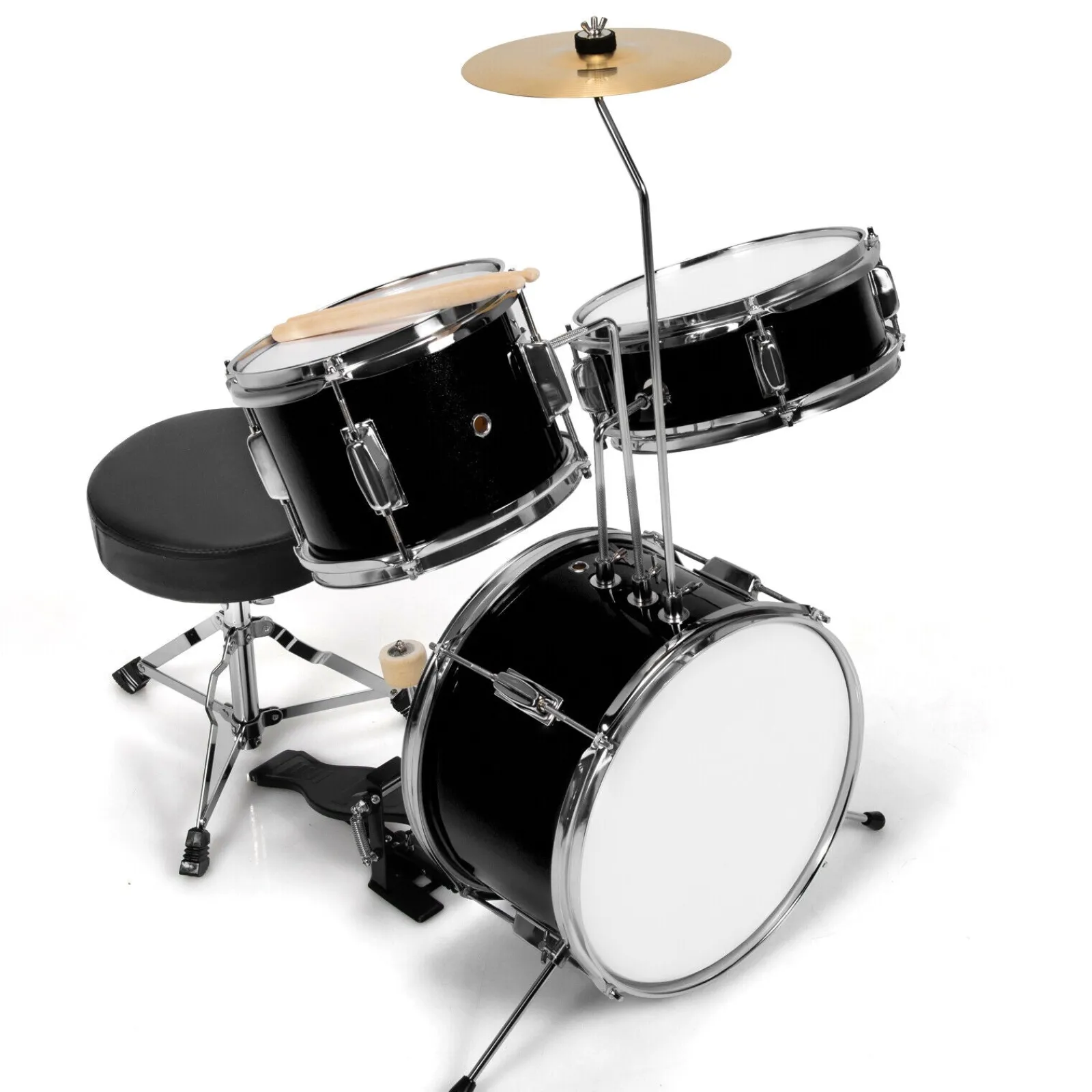 Little Helper Musical Toys | Toys | 3 Piece Childrens Drum Set | Junior Kids Drum Kit with Sticks & Adjustable Stool
