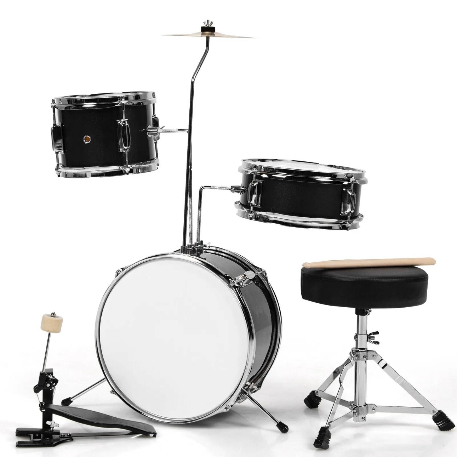 Little Helper Musical Toys | Toys | 3 Piece Childrens Drum Set | Junior Kids Drum Kit with Sticks & Adjustable Stool