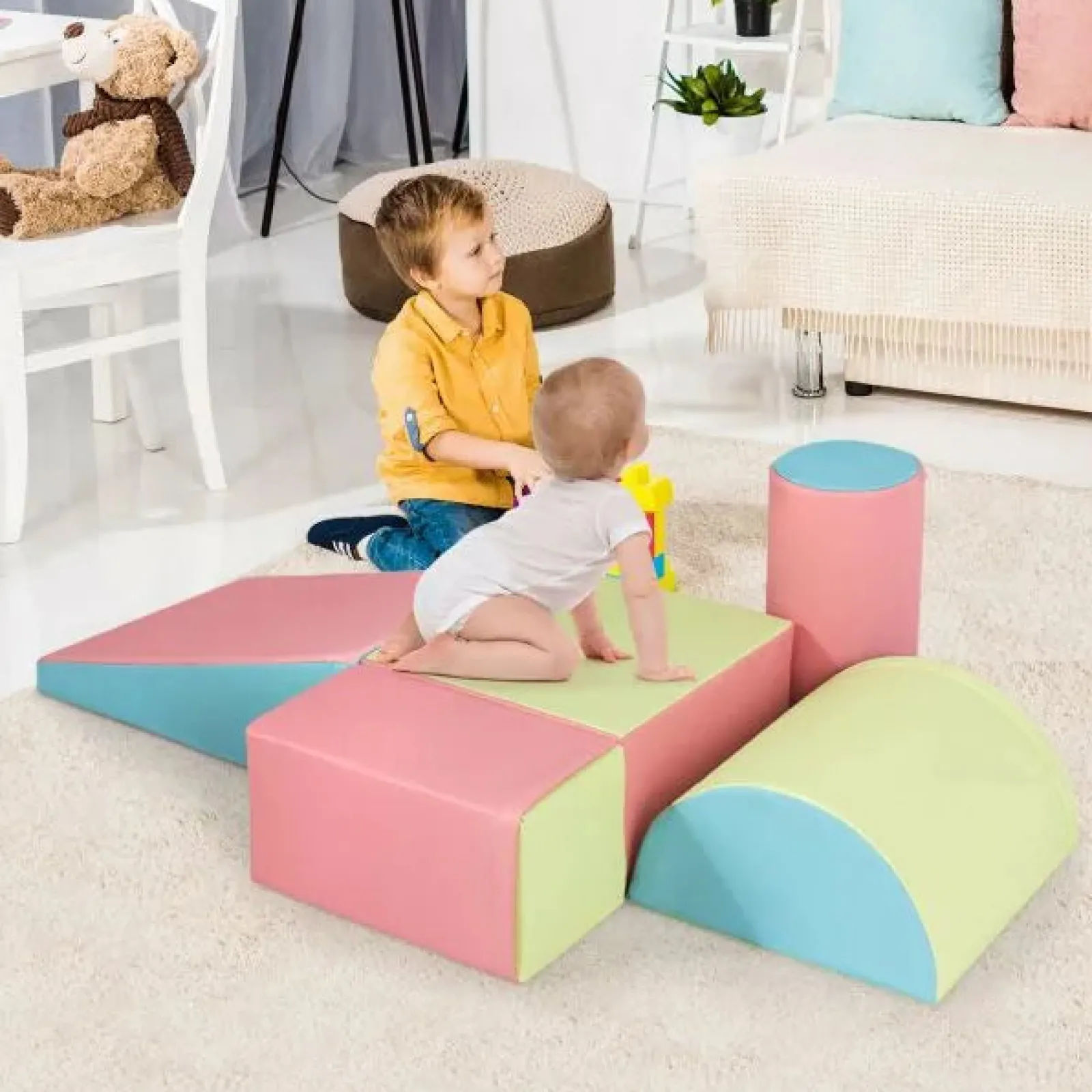 Little Helper Swing & Slide Sets & Garden Play & Trampolines | Kids Climbing Frames & Activity Toys | 5-Piece Foam Baby Climb and Crawl Activity Play Set