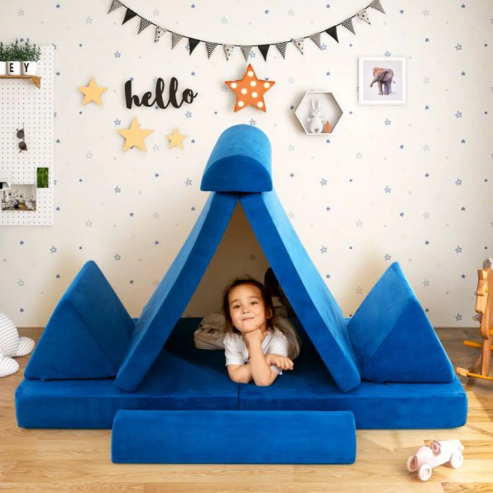 Little Helper Activity Toys | Soft Play Sets & Crawl & Climb | 8 Piece Kids Play Couch | Sofa | Modular Soft Play Equipment | Foam Blocks | Blue