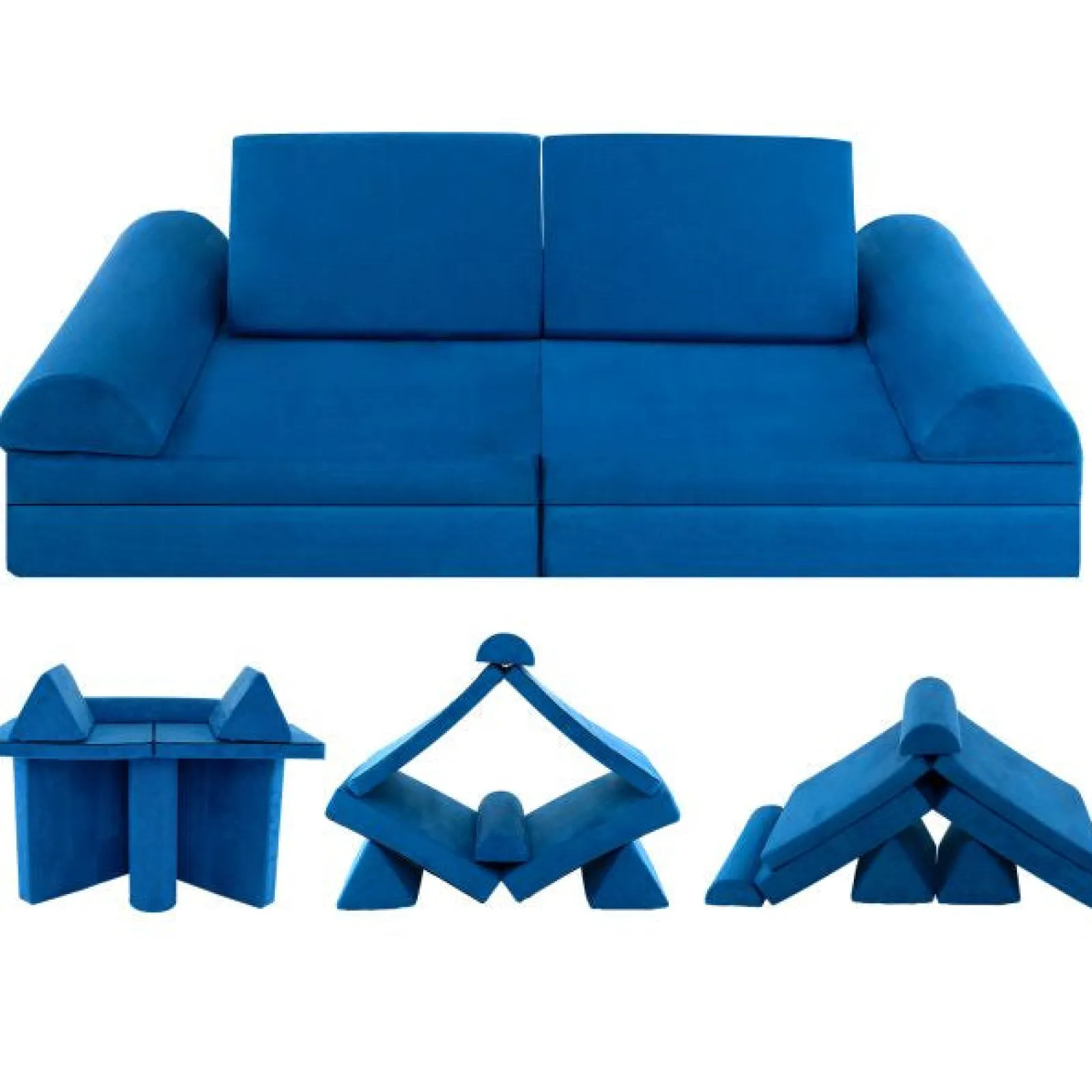 Little Helper Activity Toys | Soft Play Sets & Crawl & Climb | 8 Piece Kids Play Couch | Sofa | Modular Soft Play Equipment | Foam Blocks | Blue