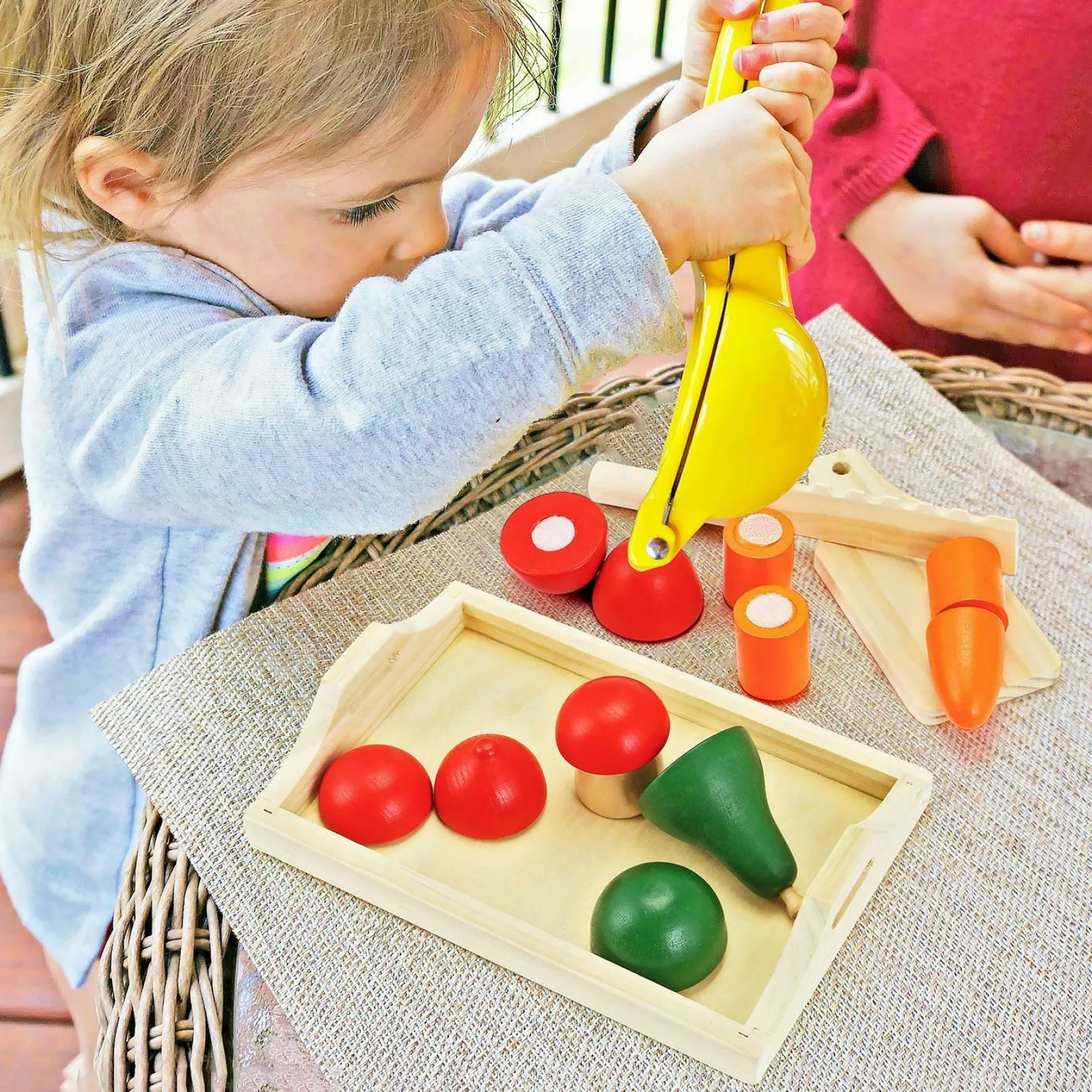 Little Helper Role Play Toys & Pretend Play | Montessori Toys & Products | 9 Piece Montessori Eco Wooden Play Food | Wooden Toy Food | Cutting Board, Tray & Fruit | 3 years+