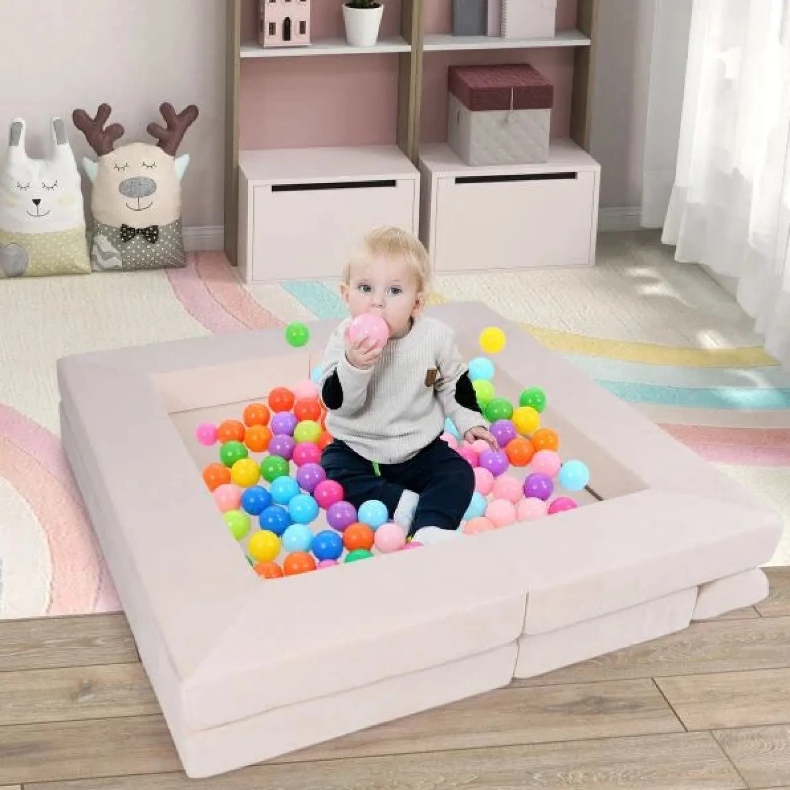 Little Helper Soft Play Sets & Crawl & Climb | Soft Play Sets & Crawl And Climb Equipment | 9 Piece Montessori Modular Soft Play Set | Foam Blocks | Sofa Chair | Ballpit | Beige