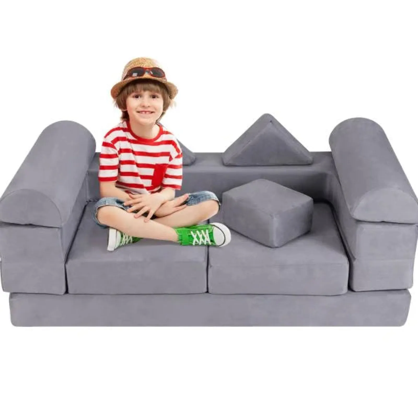 Little Helper Soft Play Sets & Crawl & Climb | Soft Play Sets & Crawl And Climb Equipment | 9 Piece Montessori Modular Soft Play Set | Foam Blocks | Sofa Chair | Ballpit | Grey