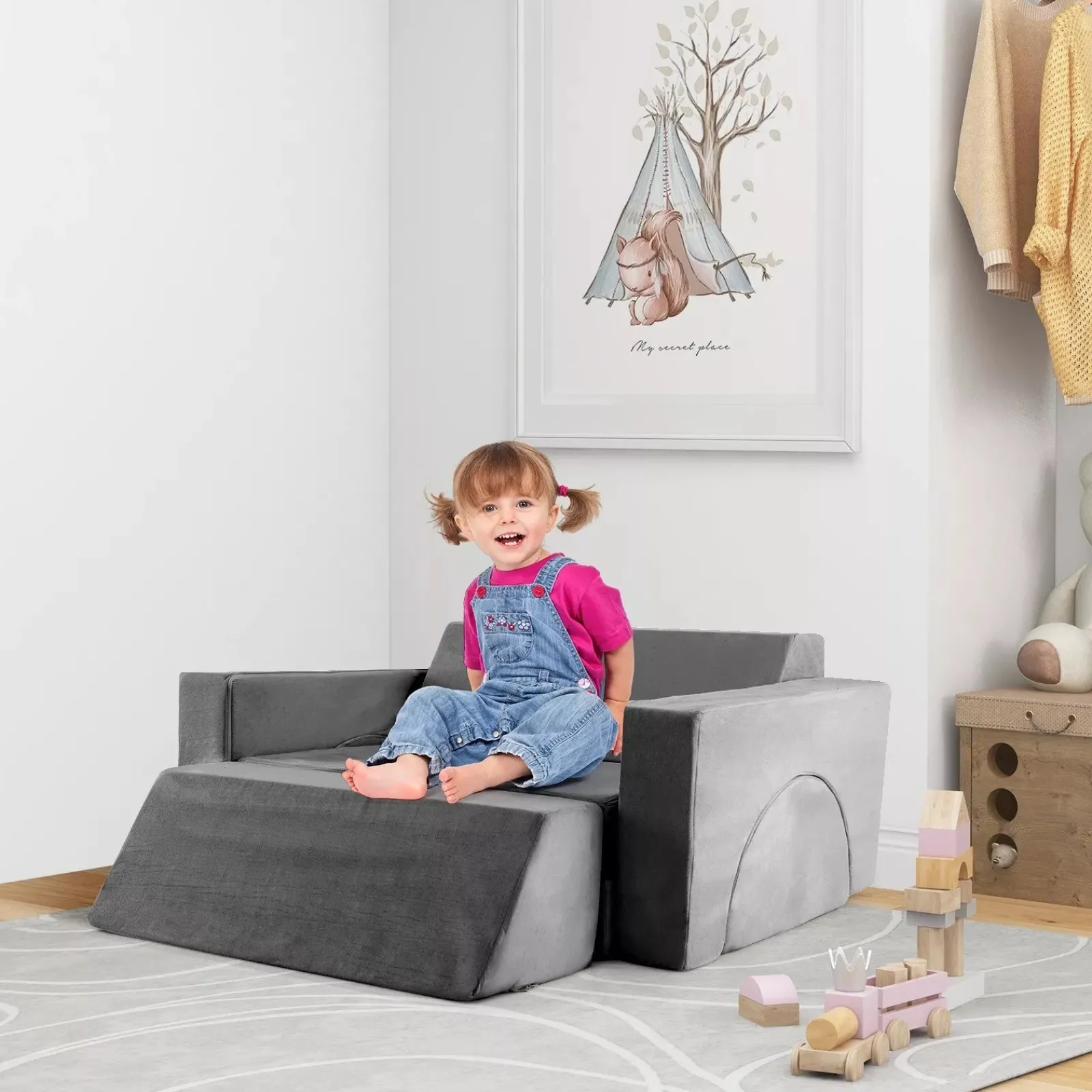 Little Helper Soft Play Sets & Crawl & Climb | Soft Play Sets & Crawl And Climb Equipment | 8 Piece Montessori Modular Soft Play Set | Foam Building Blocks | Sofa Chair | Grey | 12m+