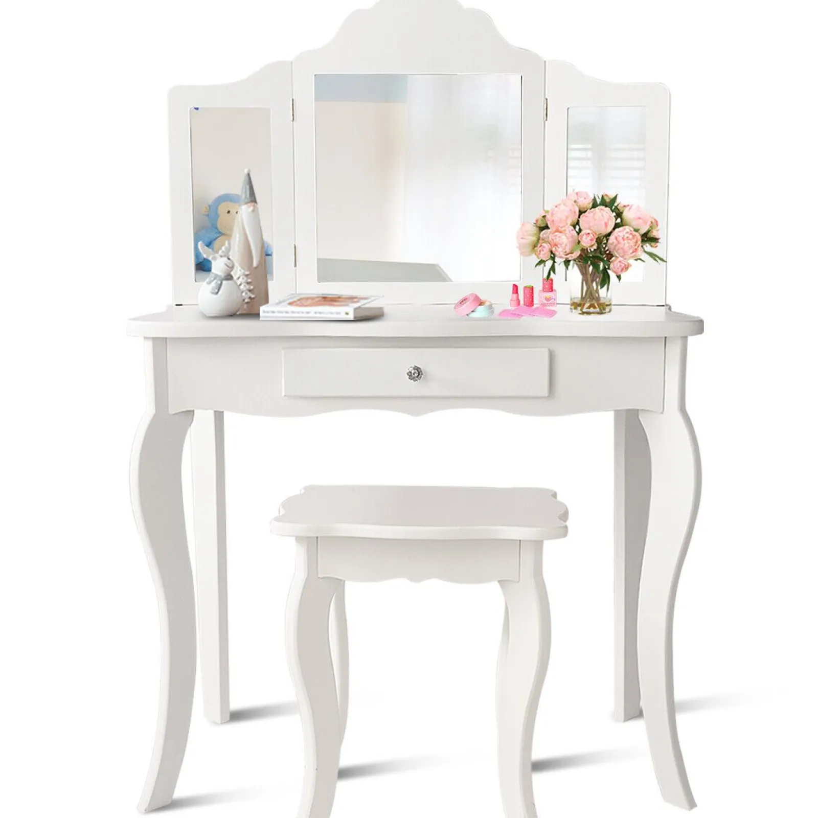 Little Helper Dressing Tables & Vanity Tables | Pink Vanity Unit with Tri-Folding Mirrors | Kids Dressing Table | Pink or White | 6 - 13 Years