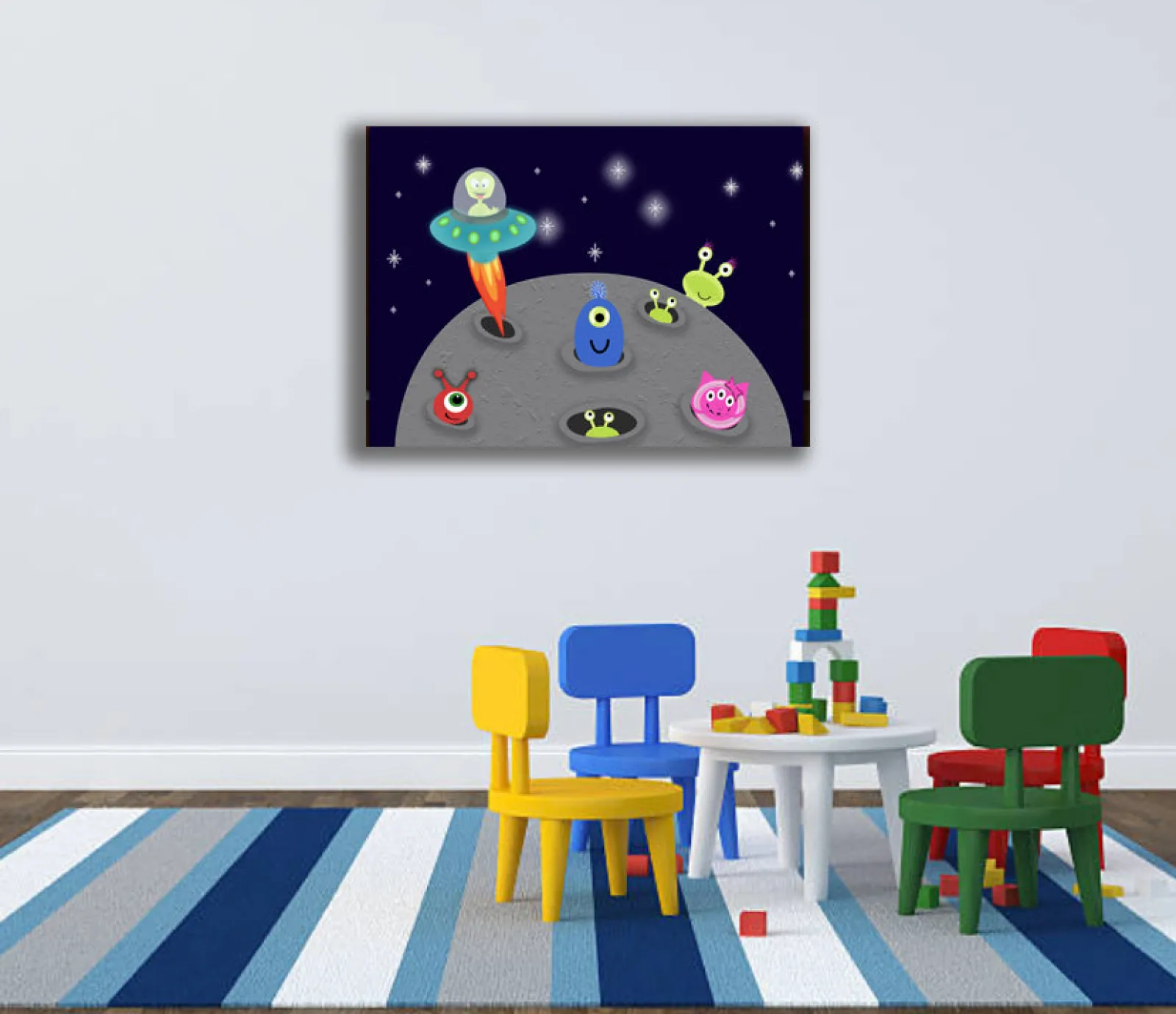 Little Helper Baby Gifts | Playroom Wall Art | Nursery Pictures | Canvas Prints - Aliens