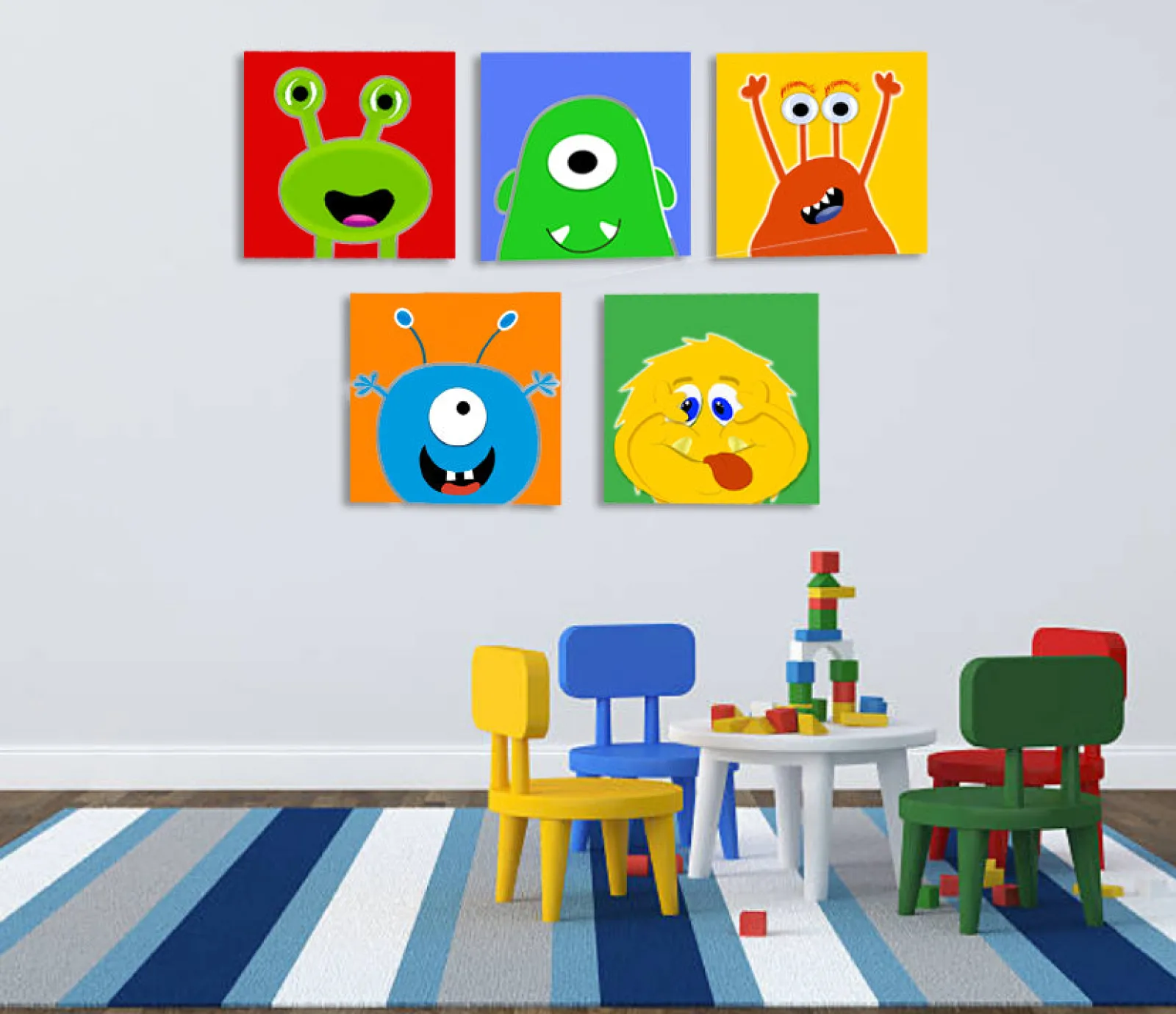 Little Helper Baby Gifts | PLAYROOM WALL ART | NURSERY PICTURES | CANVAS PRINTS - MONSTERS