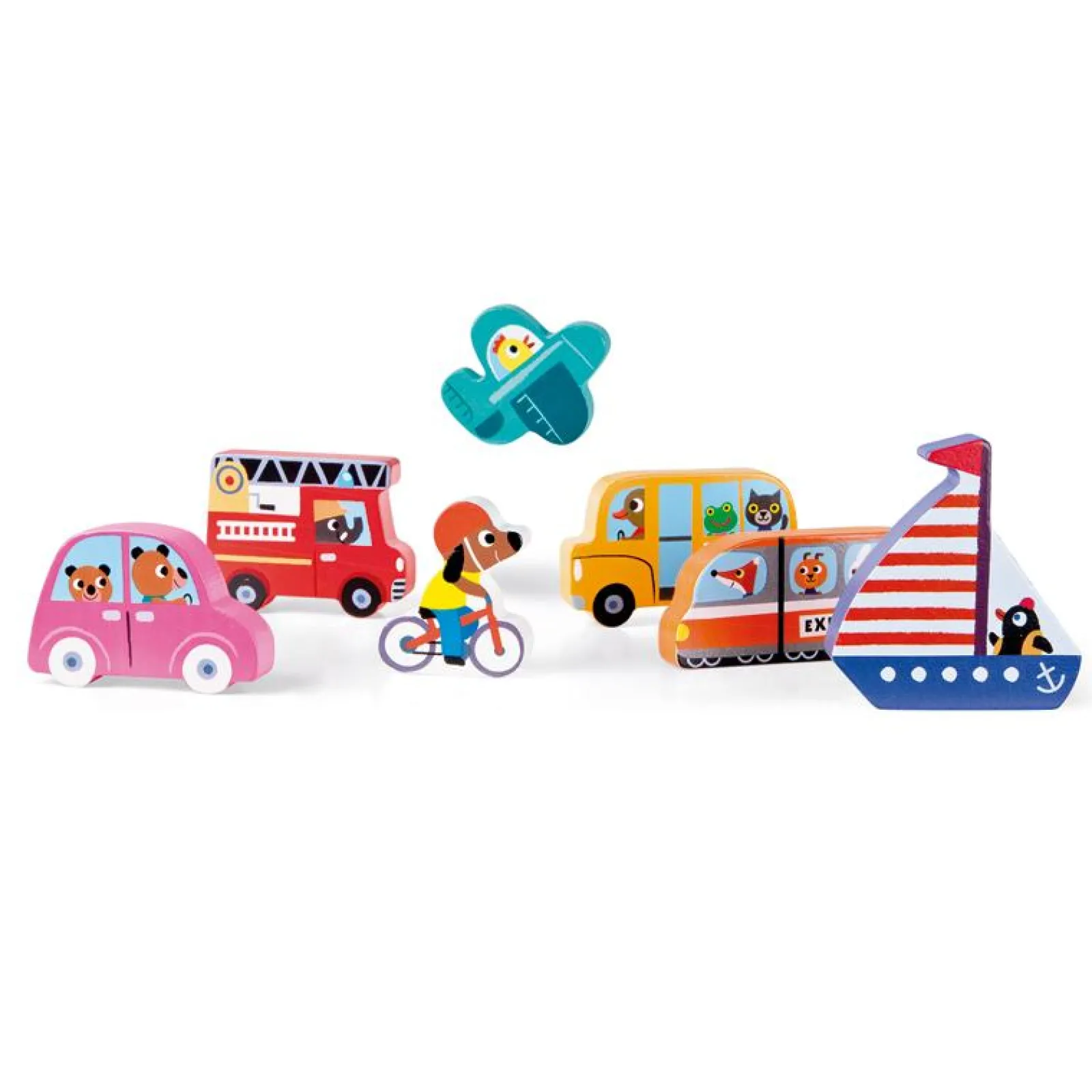Little Helper Wooden Toys & Educational Toys | Baby Gifts | Preschool Montessori Wooden Toy | 7 Piece Chunky Puzzle | Transport Theme | 18m+