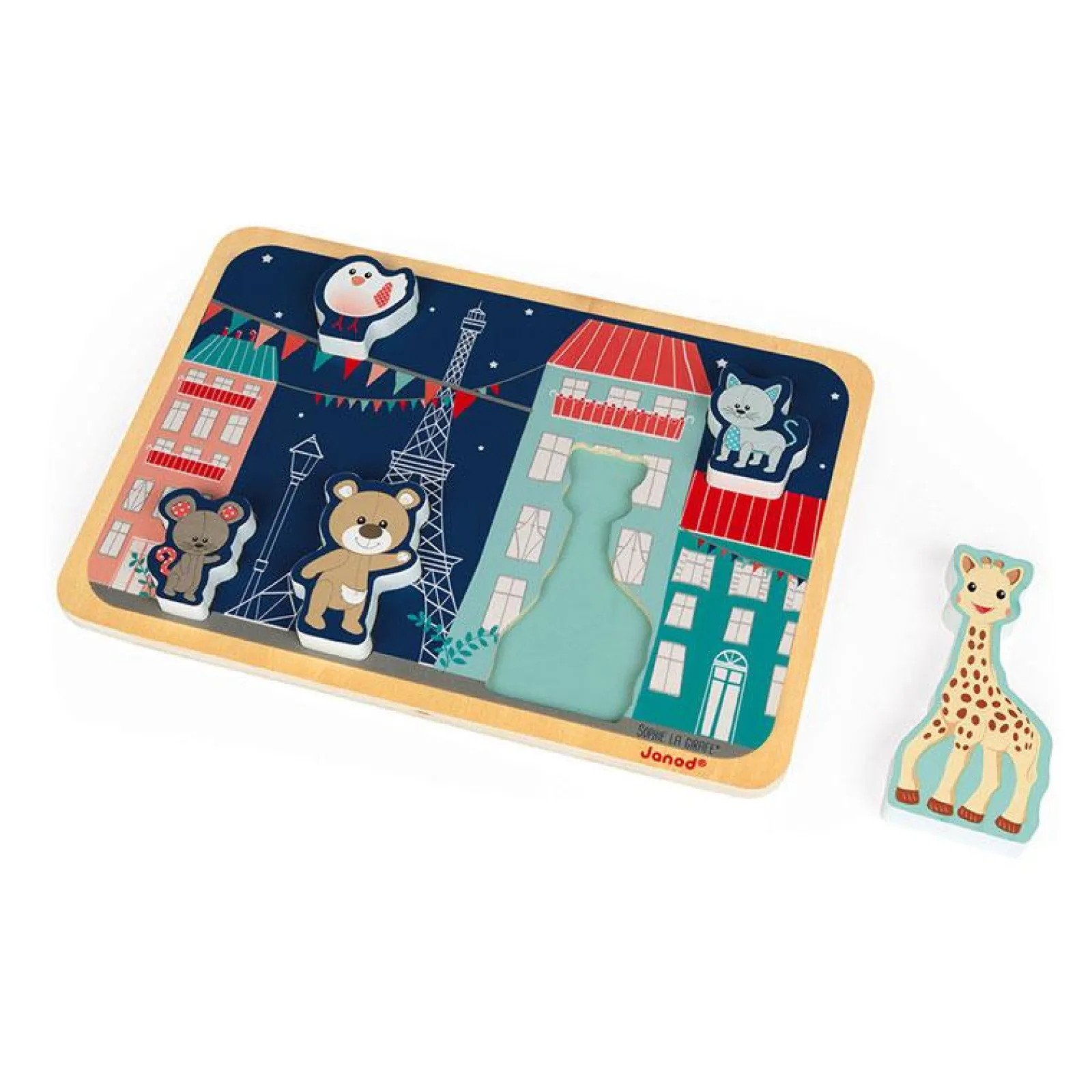 Little Helper Wooden Toys & Educational Toys | Baby Gifts | Preschool Toys | Sophie La Girafe Chunky Puzzle 5pc | Puzzles & Games