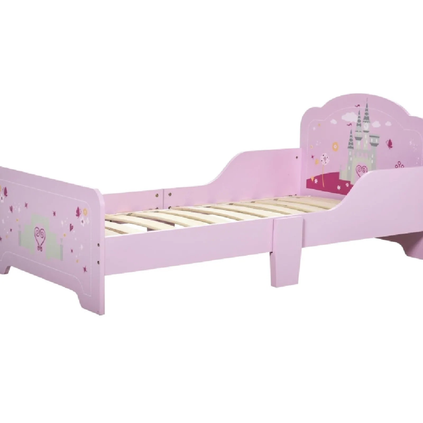 Little Helper Toddler Beds & Childrens Single Beds | Princess Castle Kids Bed with Side Rails | Pink Girls Toddler Bed | 60H x 143L x 73Wcm | 3-6 years
