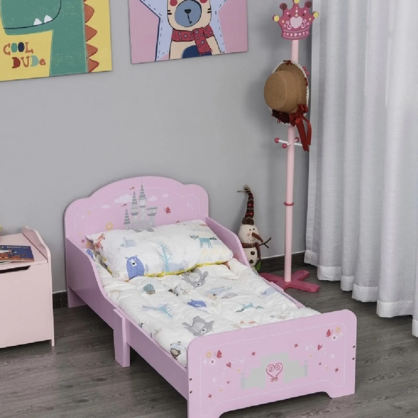 Little Helper Toddler Beds & Childrens Single Beds | Princess Castle Kids Bed with Side Rails | Pink Girls Toddler Bed | 60H x 143L x 73Wcm | 3-6 years
