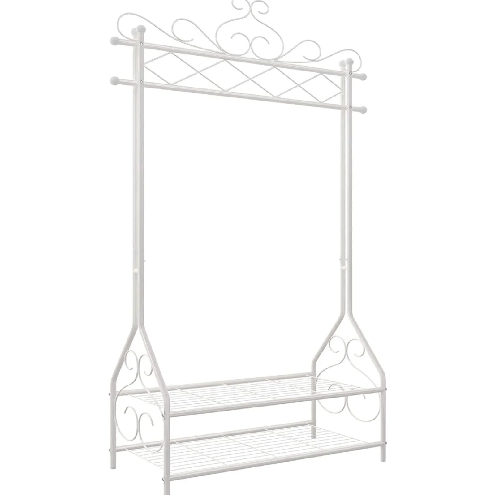 Little Helper Montessori Toys & Products | Clothes Rail & Dressing Up Rails | Queen of the Rails Montessori Vintage Clothes Rail with 2 Shelves | White | 1.73m High