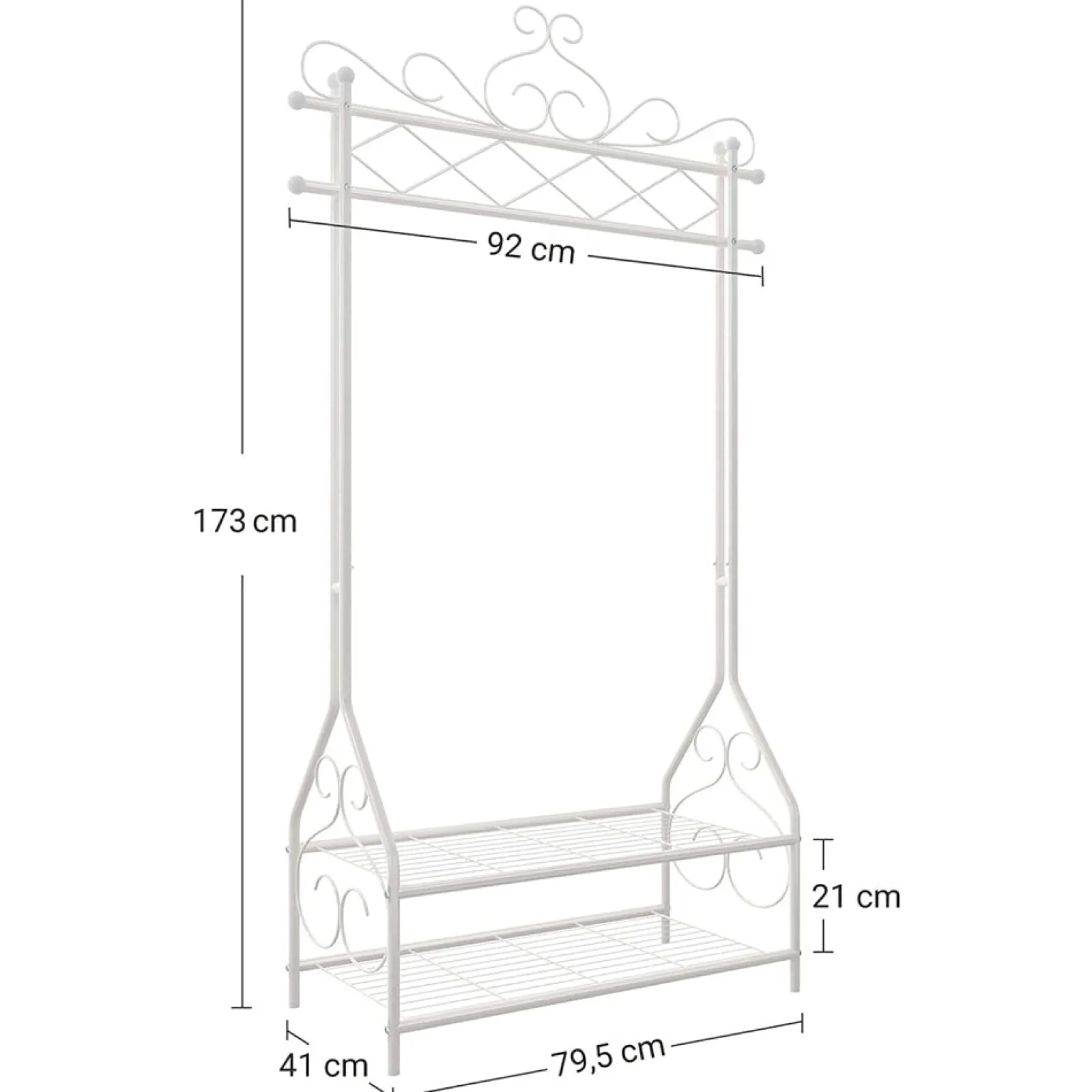 Little Helper Montessori Toys & Products | Clothes Rail & Dressing Up Rails | Queen of the Rails Montessori Vintage Clothes Rail with 2 Shelves | White | 1.73m High