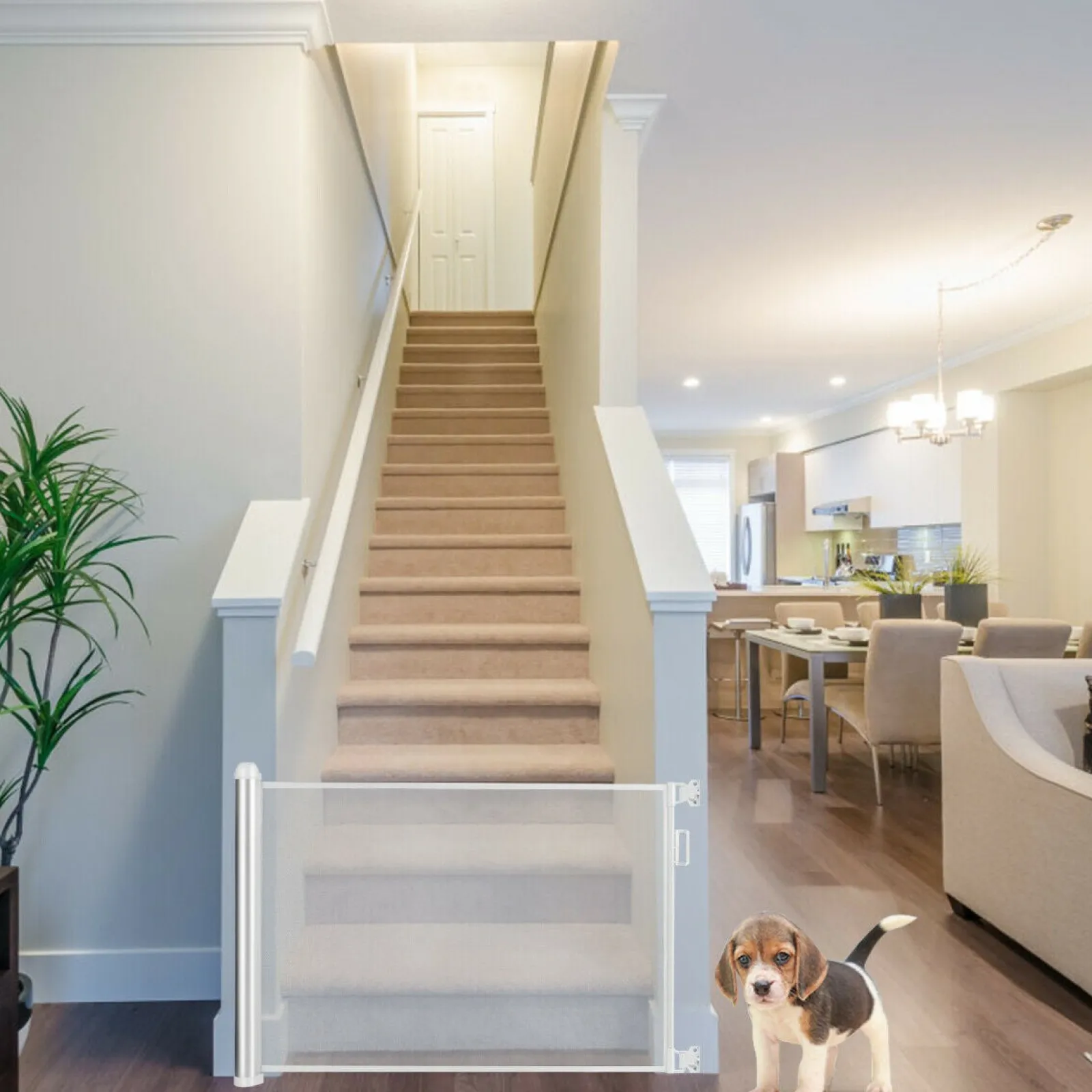 Little Helper Stair Gates & Baby Gates | Stair Gates & Baby Gates | Retractable & Extendable Stair Gate | Baby Gate | White Fine Mesh | Max Width 1.37m