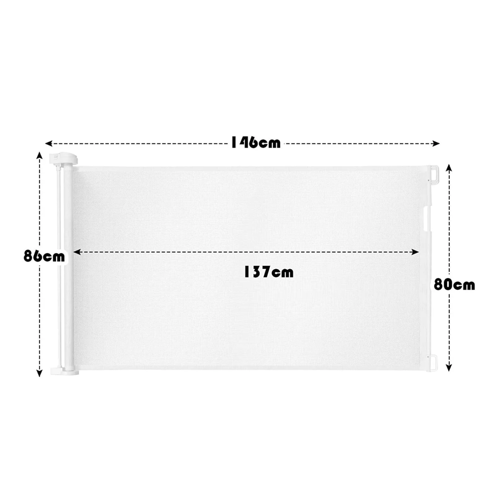 Little Helper Stair Gates & Baby Gates | Stair Gates & Baby Gates | Retractable & Extendable Stair Gate | Baby Gate | White Fine Mesh | Max Width 1.37m