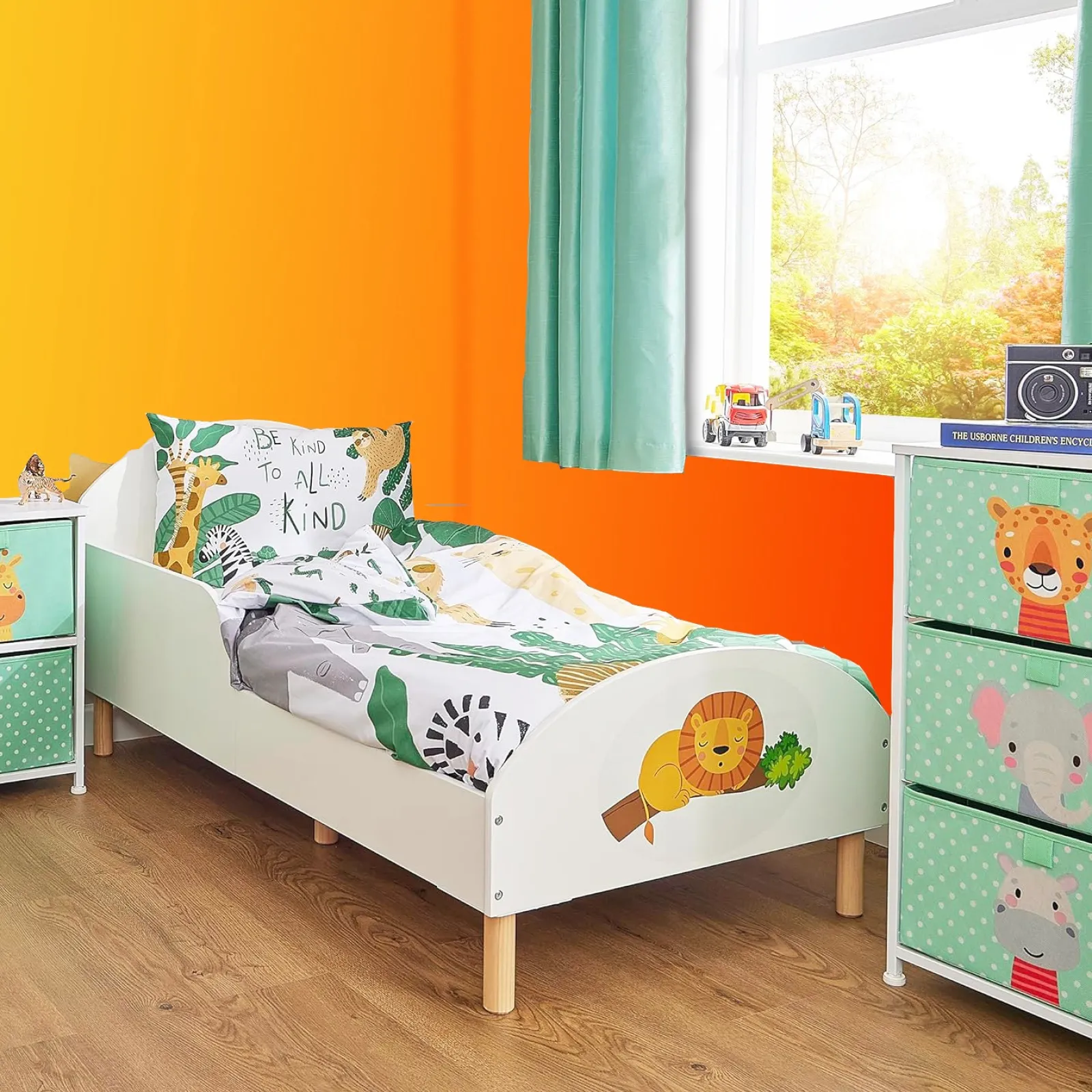 Little Helper Toddler Beds & Childrens Single Beds | Safari Jungle Children's Bed with Side Protectors | Toddler Bed | 18m - 5 Years