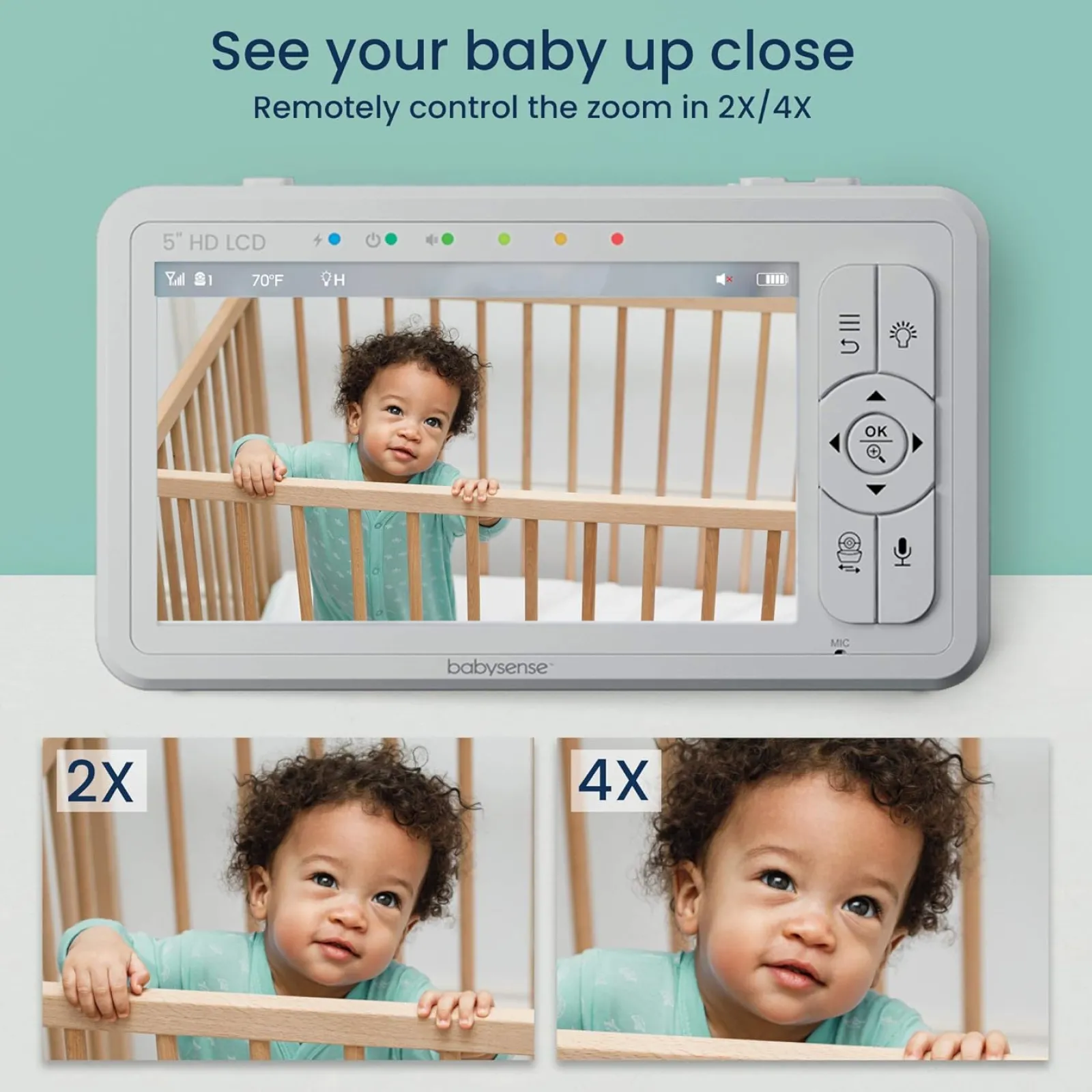 Little Helper Baby Monitors & Video Baby Monitors & Movement Monitors | Baby Monitors | Safe Sleep Highly Sensitive Baby Breathing Movement Monitor | 5" Split Screen Room & Cot Monitoring | IR night vision | Lullaby & Sleep Sounds