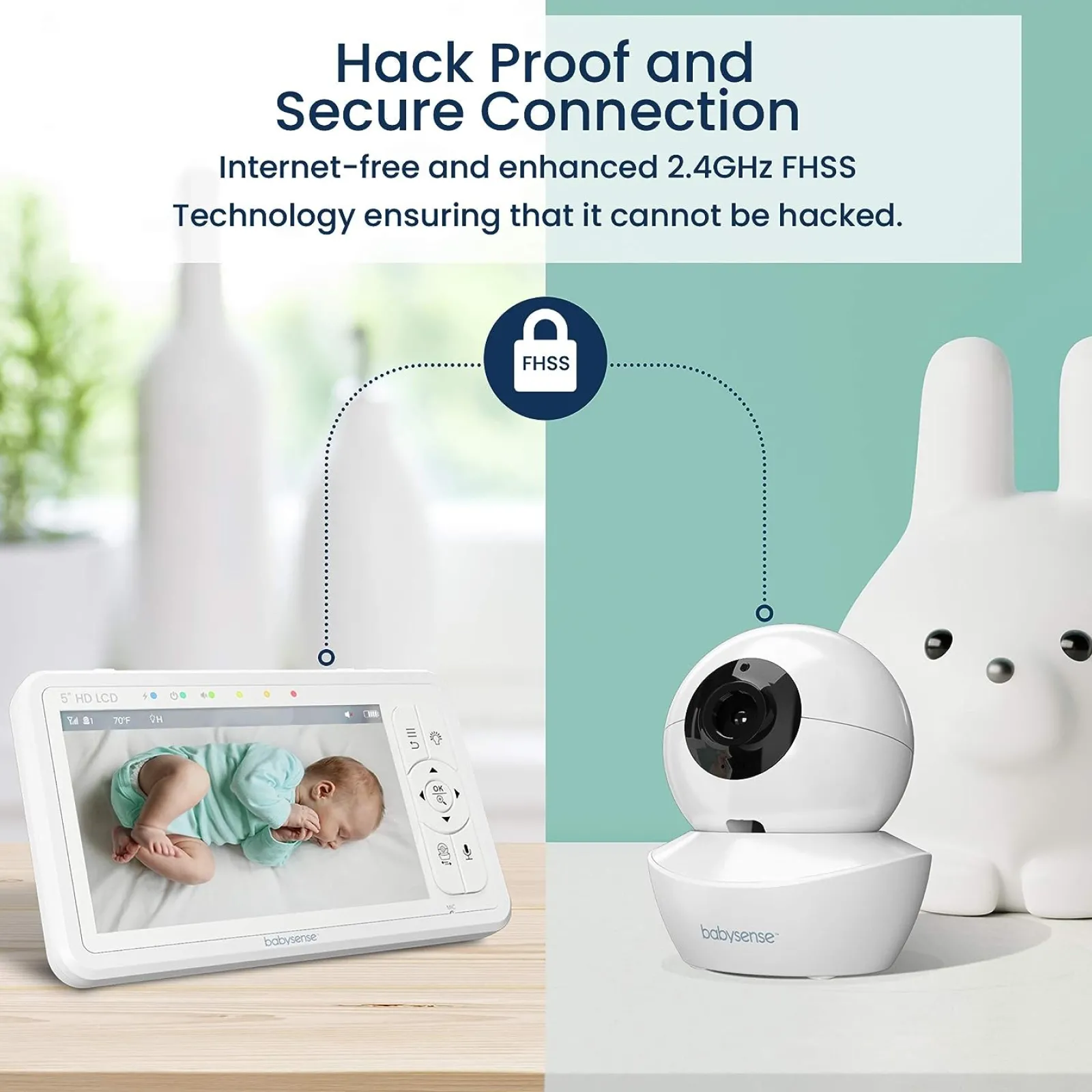 Little Helper Baby Monitors & Video Baby Monitors & Movement Monitors | Baby Monitors | Safe Sleep Highly Sensitive Baby Breathing Movement Monitor | 5" Split Screen Room & Cot Monitoring | IR night vision | Lullaby & Sleep Sounds