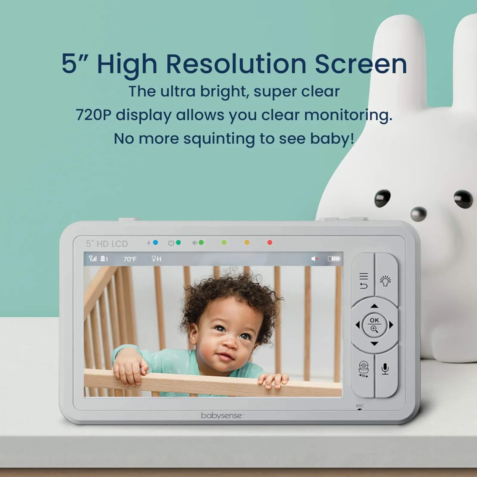 Little Helper Baby Monitors & Video Baby Monitors & Movement Monitors | Baby Monitors | Safe Sleep Highly Sensitive Baby Breathing Movement Monitor | 5" Split Screen Room & Cot Monitoring | IR night vision | Lullaby & Sleep Sounds