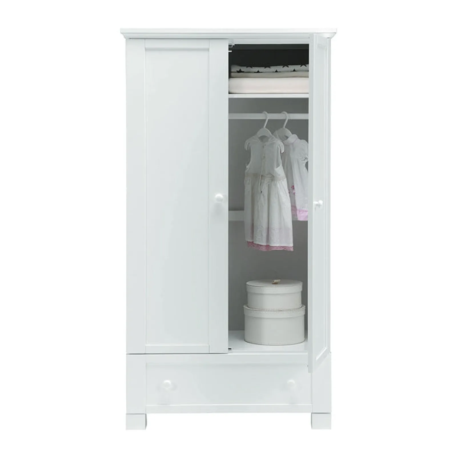 Little Helper Nursery Wardrobes | Savannah Double Wardrobe | Nursery Furniture | Crisp White