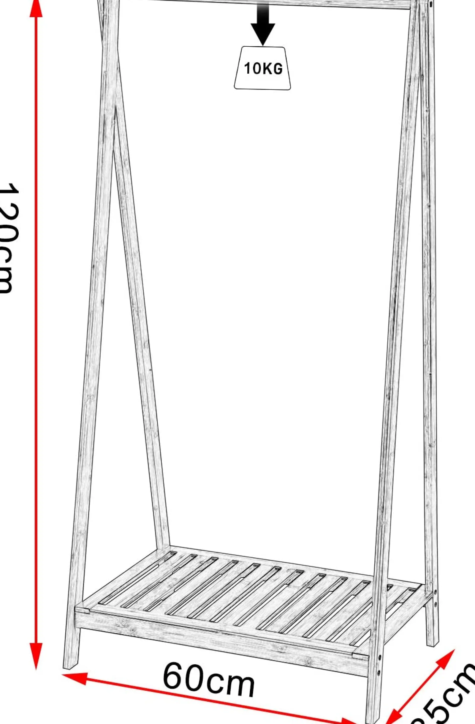 Little Helper Role Play Toys & Pretend Play | Montessori Toys & Products | Scandi Design 100% Eco Bamboo Wood | Freestanding Dressing Rail with Shelf | Natural | 1.2m High