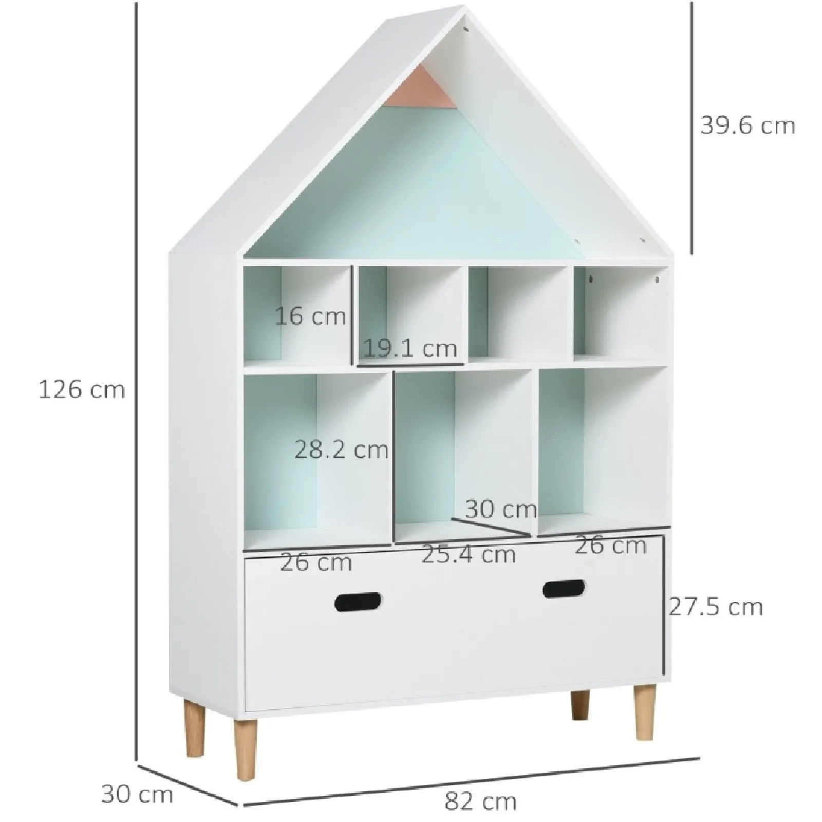 Little Helper Toy Storage Units | Toy Storage Units | Scandi Design Interchangeable Large Kids Bookshelf | Bookcase | Toy Storage | Blue & White | 3 Years +