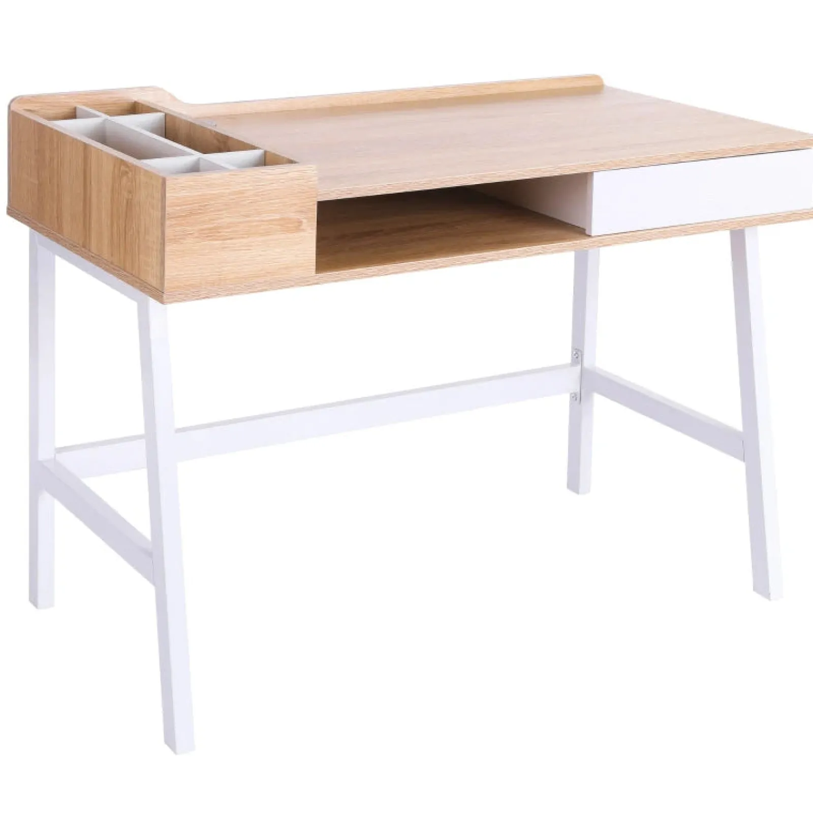 Little Helper Table & Chairs (wooden) | Scandi-Design Homework Desk | Storage | Natural & White | 6 Years+