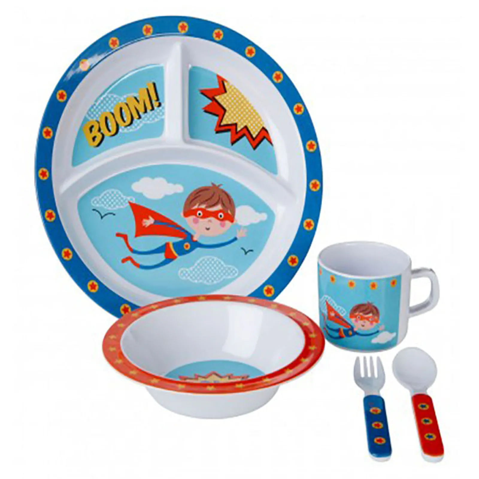 Little Helper Weaning & Feeding | Scratch Resistant Baby & Toddler Feeding Set | 5 Piece Set | Superhero
