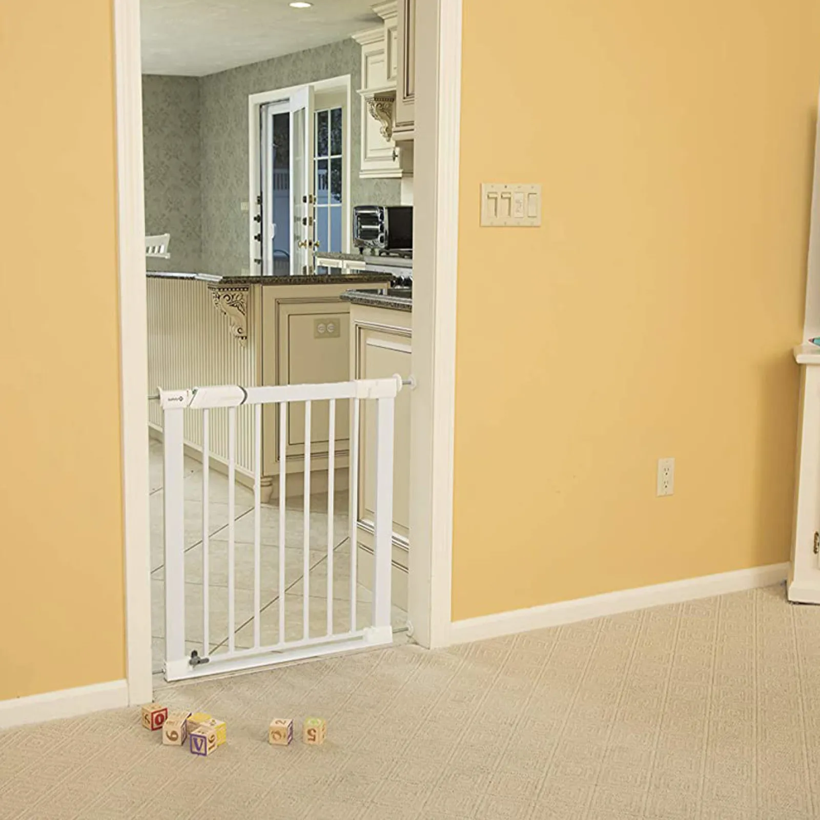 Little Helper Stair Gates & Baby Gates | Stair Gates & Baby Gates | SecureTech® White Metal Stair Gate | Baby Gate | Extendable Safety Gate (73-80cm)