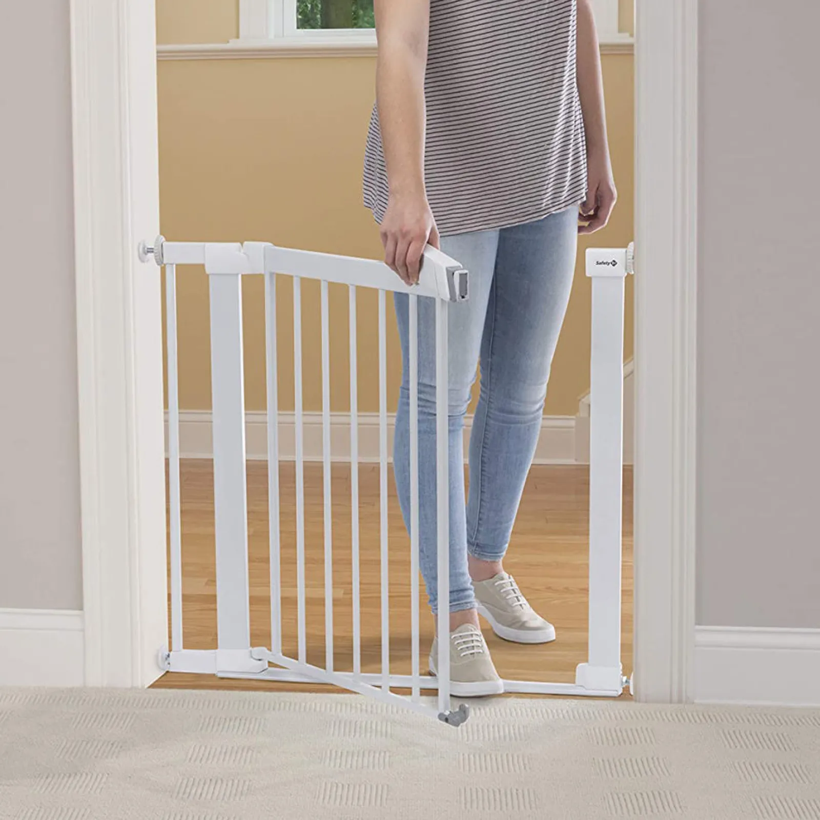 Little Helper Stair Gates & Baby Gates | Stair Gates & Baby Gates | SecureTech® White Metal Stair Gate | Baby Gate | Extendable Safety Gate (73-80cm)
