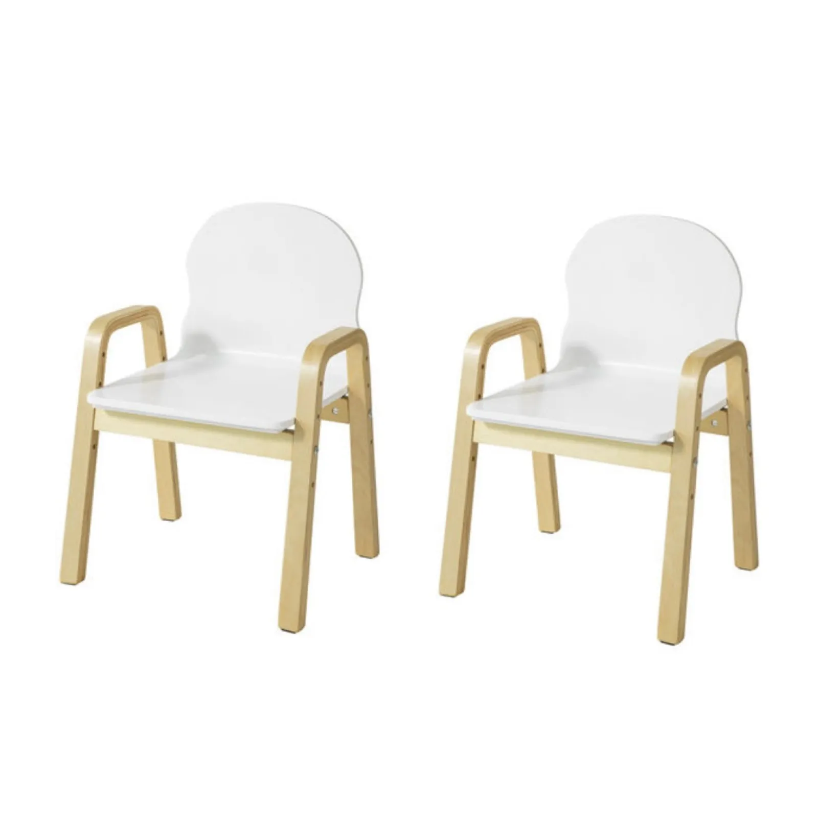 Little Helper Table & Chairs (wooden) | Chairs & Stools | Set of 2 White Height Adjustable Wood Modern Kids Chairs | Chairs for Children
