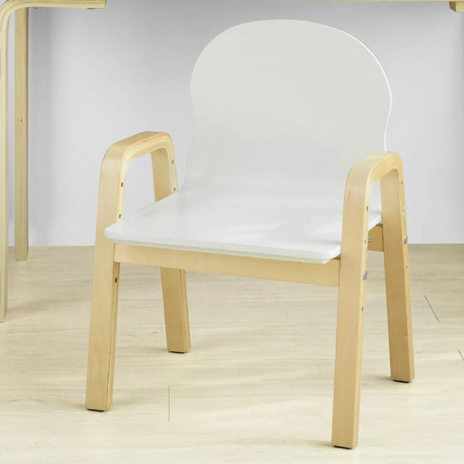 Little Helper Table & Chairs (wooden) | Chairs & Stools | Set of 2 White Height Adjustable Wood Modern Kids Chairs | Chairs for Children
