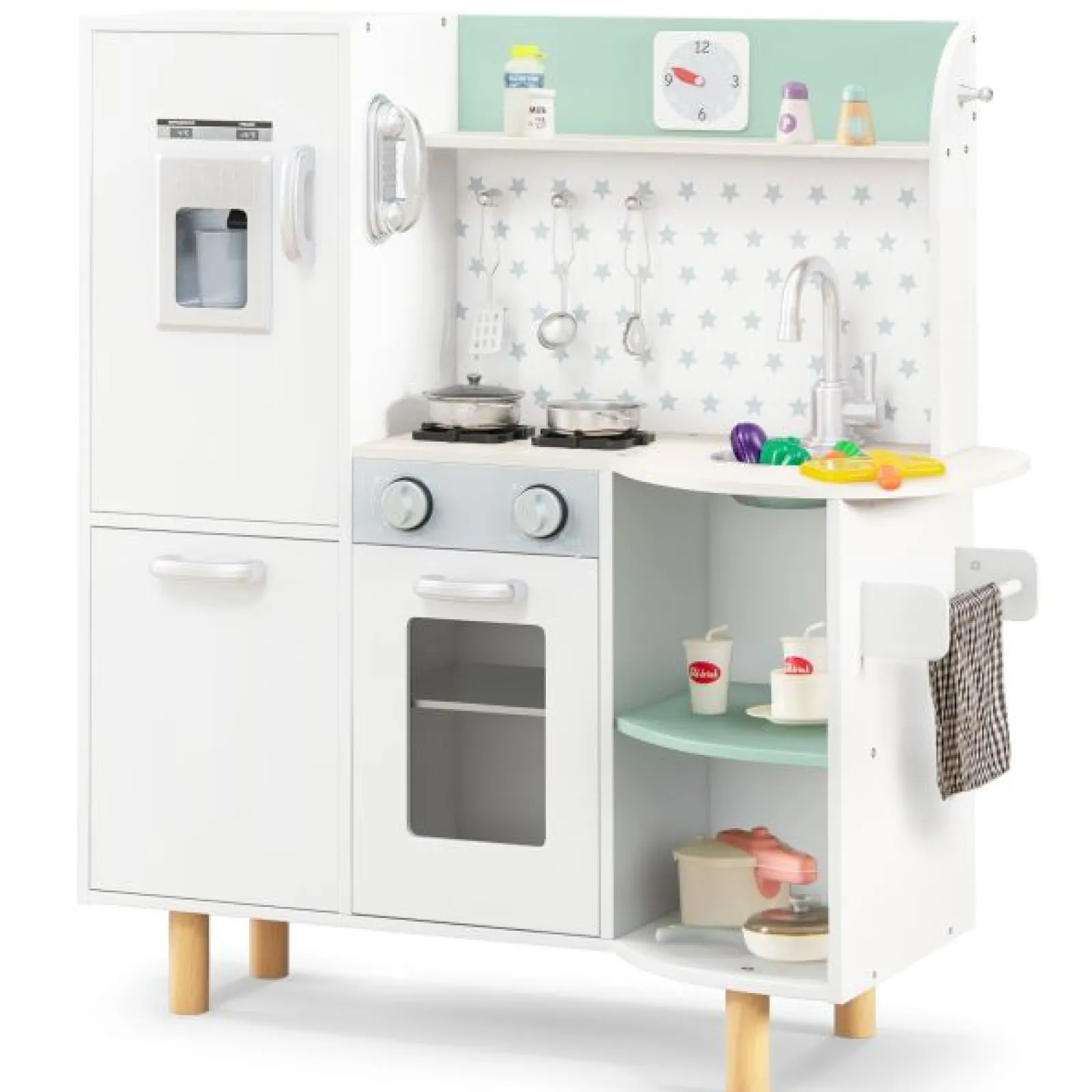 Little Helper Wooden Toys & Educational Toys | Toy Kitchens | Shaker-Style Toy Kitchen | Ice Maker | Oven | Hob | Play Food | Lights & Sounds