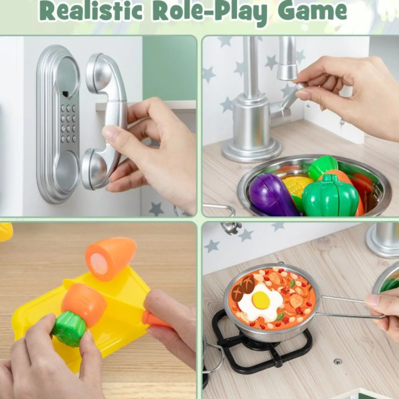 Little Helper Wooden Toys & Educational Toys | Toy Kitchens | Shaker-Style Toy Kitchen | Ice Maker | Oven | Hob | Play Food | Lights & Sounds