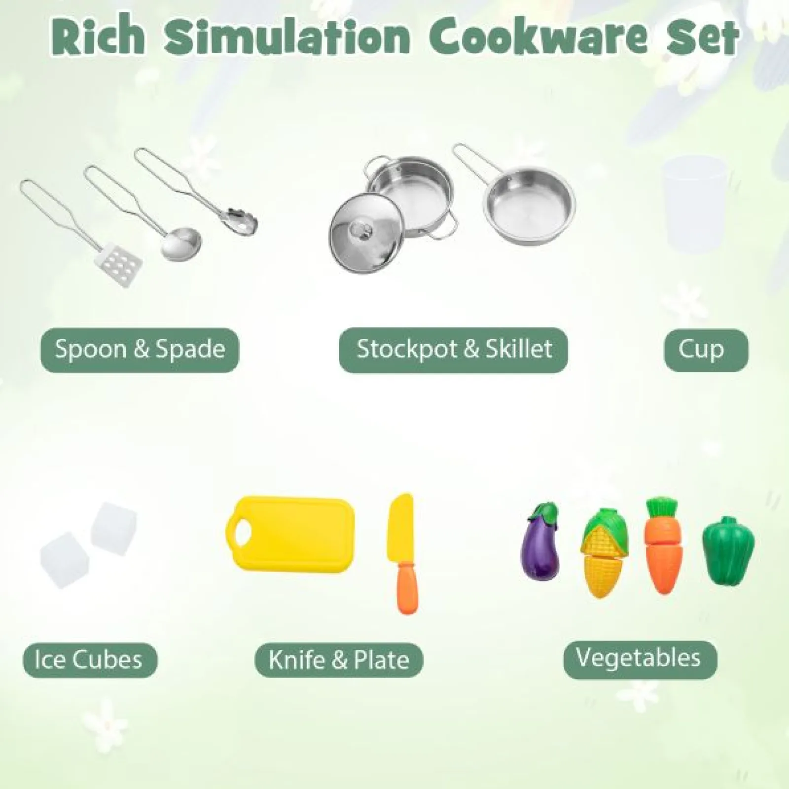 Little Helper Wooden Toys & Educational Toys | Toy Kitchens | Shaker-Style Toy Kitchen | Ice Maker | Oven | Hob | Play Food | Lights & Sounds