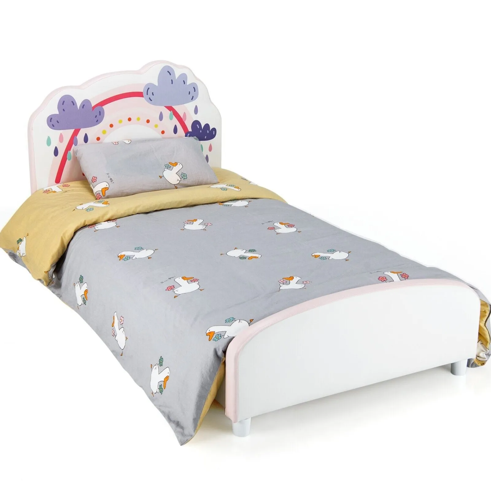 Little Helper Baby Bedding | Single Bed | Upholstered Sleeping Bed Frame | Soft Headboard Footboard | Rainbows