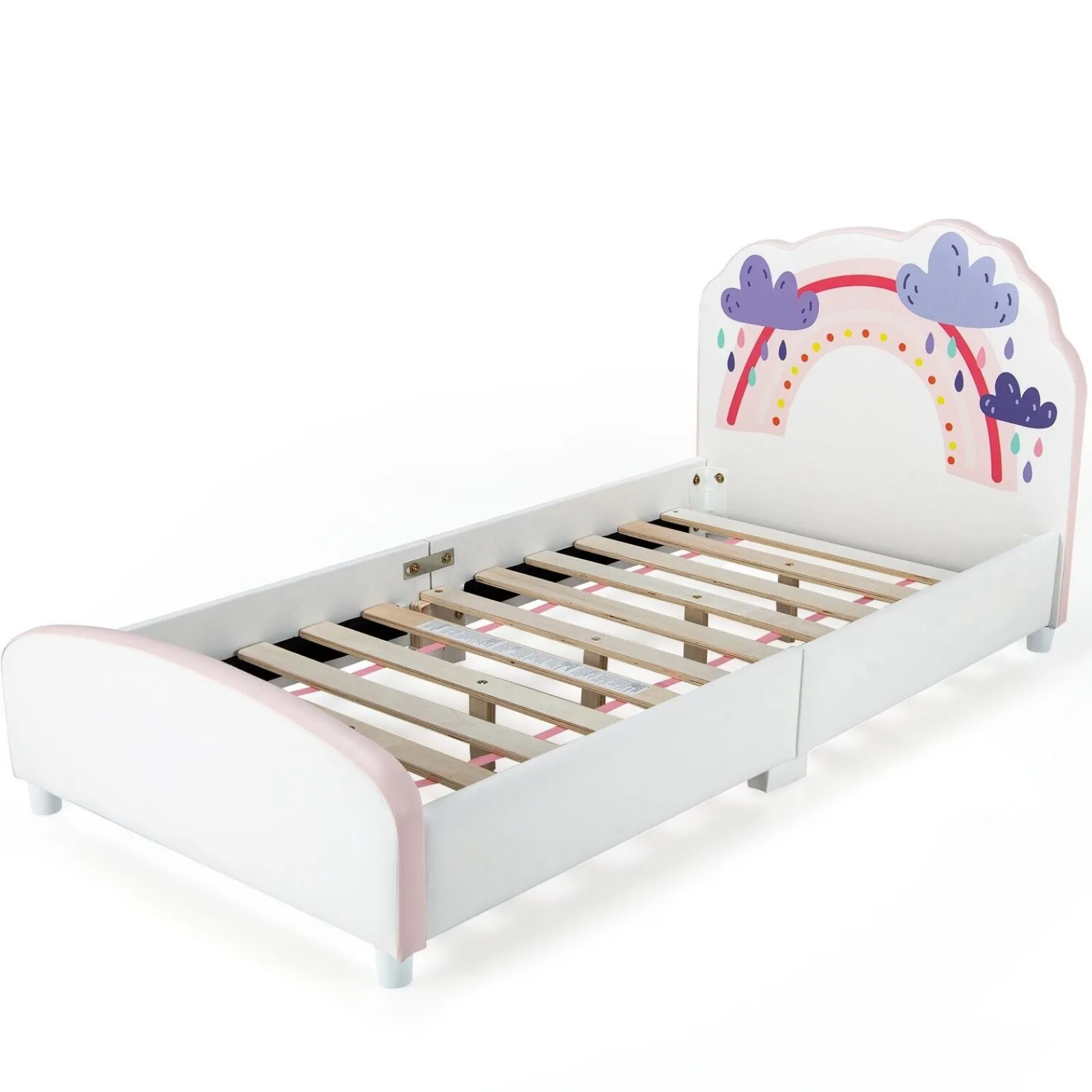 Little Helper Baby Bedding | Single Bed | Upholstered Sleeping Bed Frame | Soft Headboard Footboard | Rainbows