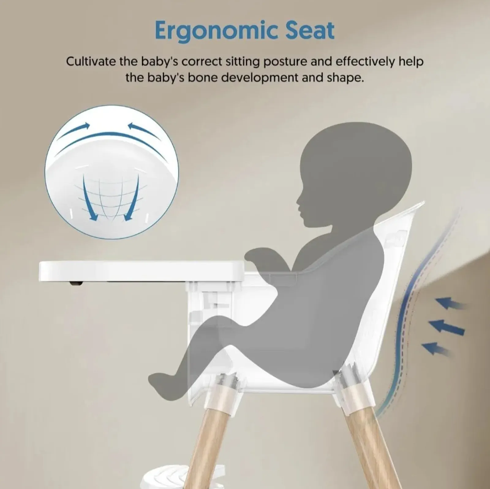 Little Helper High Chairs (wooden) | High Chairs (combination) | Sleek Easy-Clean & Ergonomic Baby High Chair | Removable Tray | 5 Pt Safety Harness | White