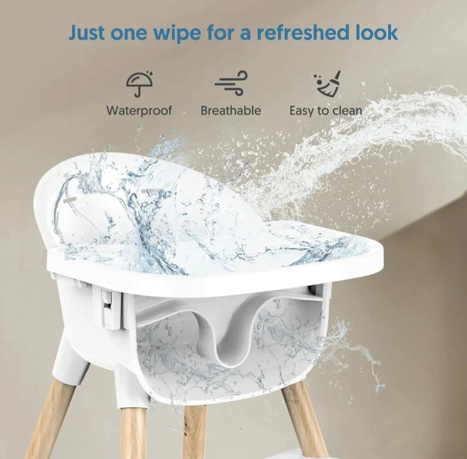 Little Helper High Chairs (wooden) | High Chairs (combination) | Sleek Easy-Clean & Ergonomic Baby High Chair | Removable Tray | 5 Pt Safety Harness | White