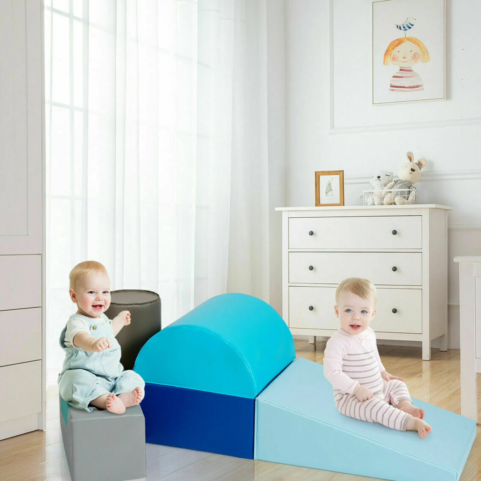 Little Helper Swing & Slide Sets & Garden Play & Trampolines | Kids Climbing Frames & Activity Toys | Soft Play Equipment | Montessori 6 Piece Foam Play Set | Soft Play Slide & Bridge | 1-3 years