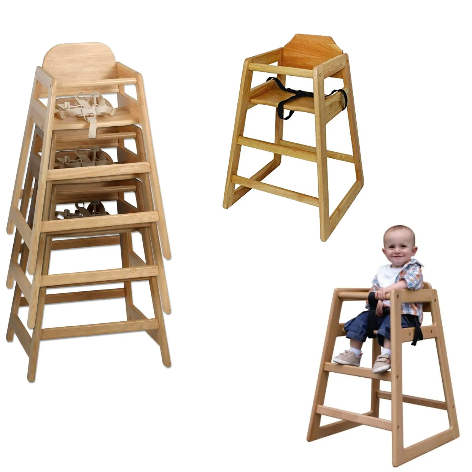 Little Helper High Chairs (wooden) | Solid Eco Conscious Wooden Stackable High Chair | Safety Harness | Baby Led Weaning | Natural