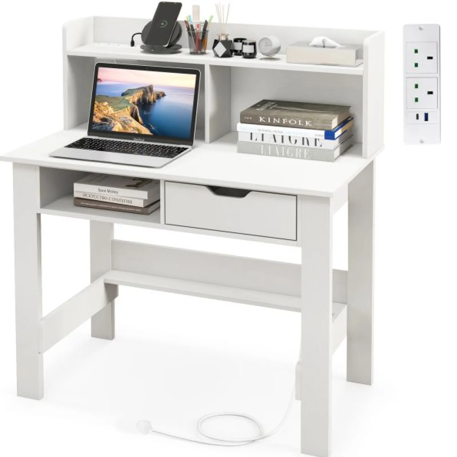 Little Helper Table & Chairs (wooden) | Solid Heavy Duty Homework Desk | Storage Shelf | Hutch & Storage | Older Children & Adults | White