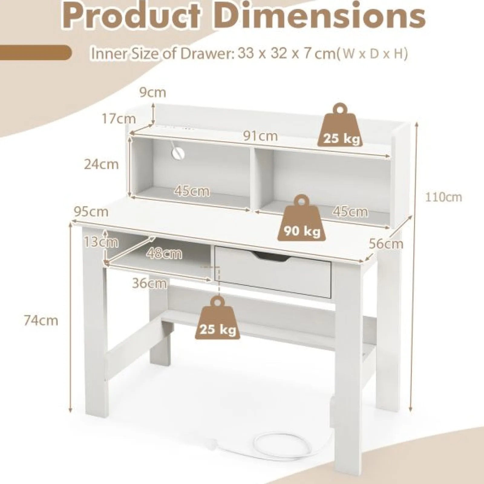 Little Helper Table & Chairs (wooden) | Solid Heavy Duty Homework Desk | Storage Shelf | Hutch & Storage | Older Children & Adults | White